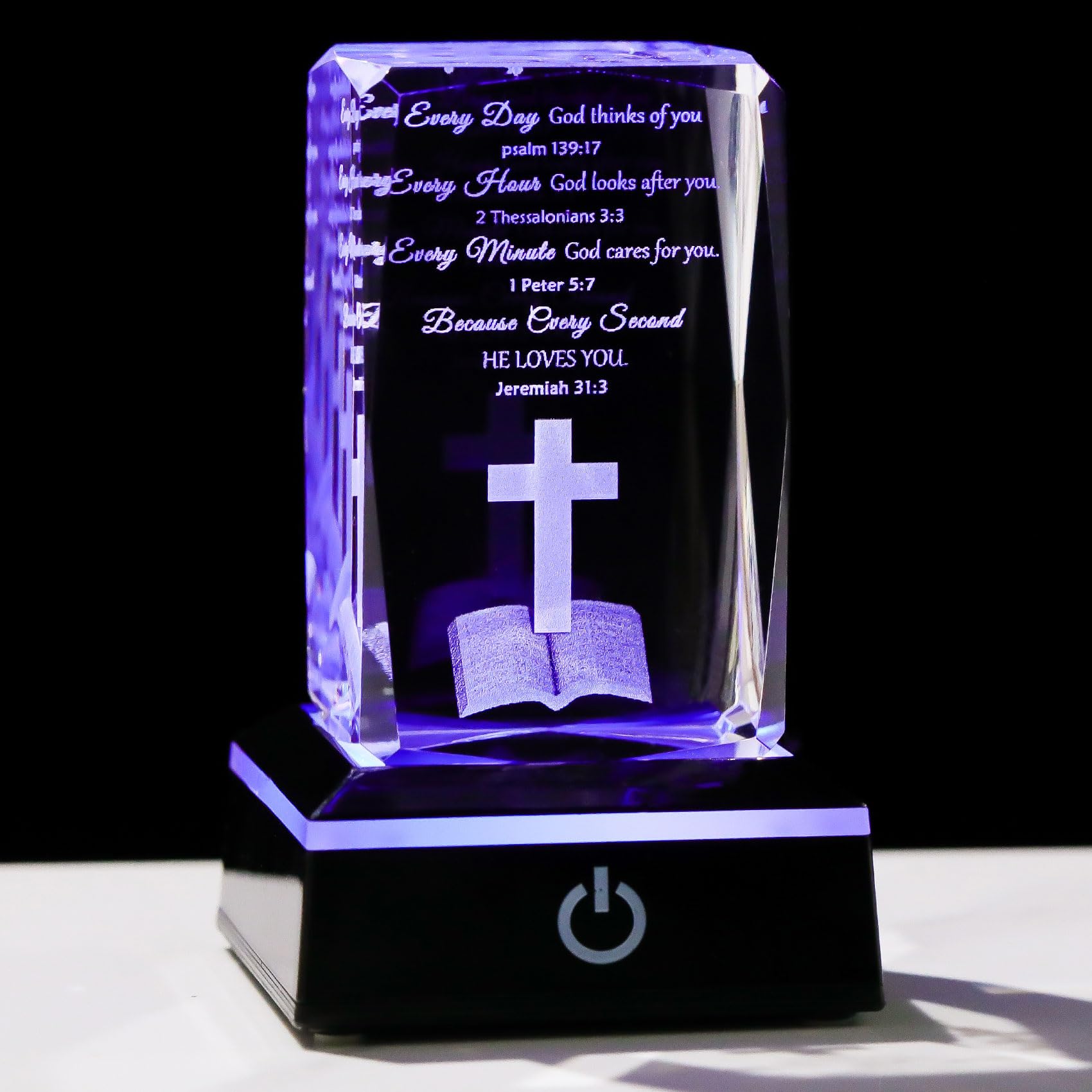 Movdyka 3D Crystal Christian Gifts for Women Men Inspirational Bible Verse Religious Keepsake with Colorful LED Night Light  Encouragement Spiritual Gifts for Women on Birthday Christmas