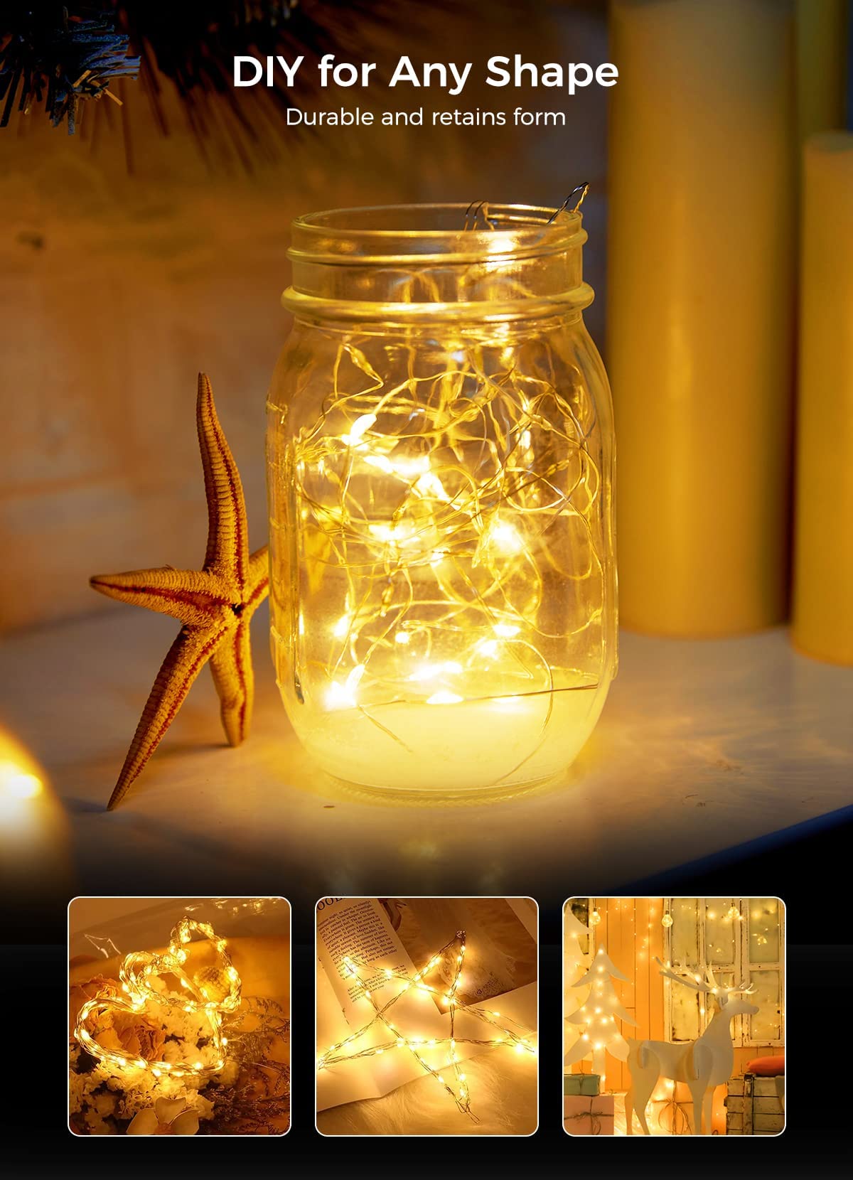 Brightown 12 Pack LED Fairy Lights, Battery Operated, Waterproof, Silver Wire, 7 Feet, Warm White + White, Model CR2032