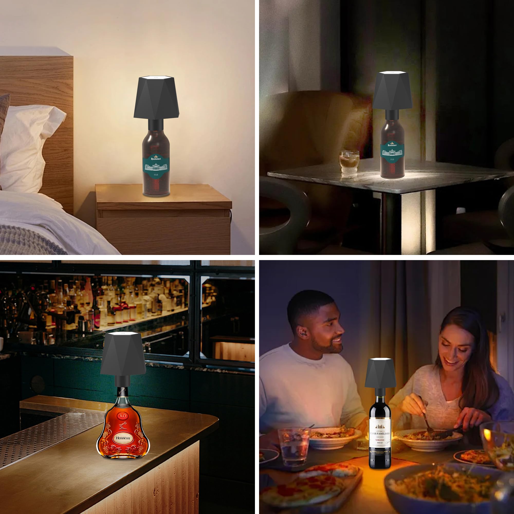 Kacuozx Led Table Lamp, Rgb Colorful Bottle Lamp, Cordless Rechargeable Dimmable Portable Desk Lamp, 4000Mah Desk Lamp For Restaurant/Home/Bar