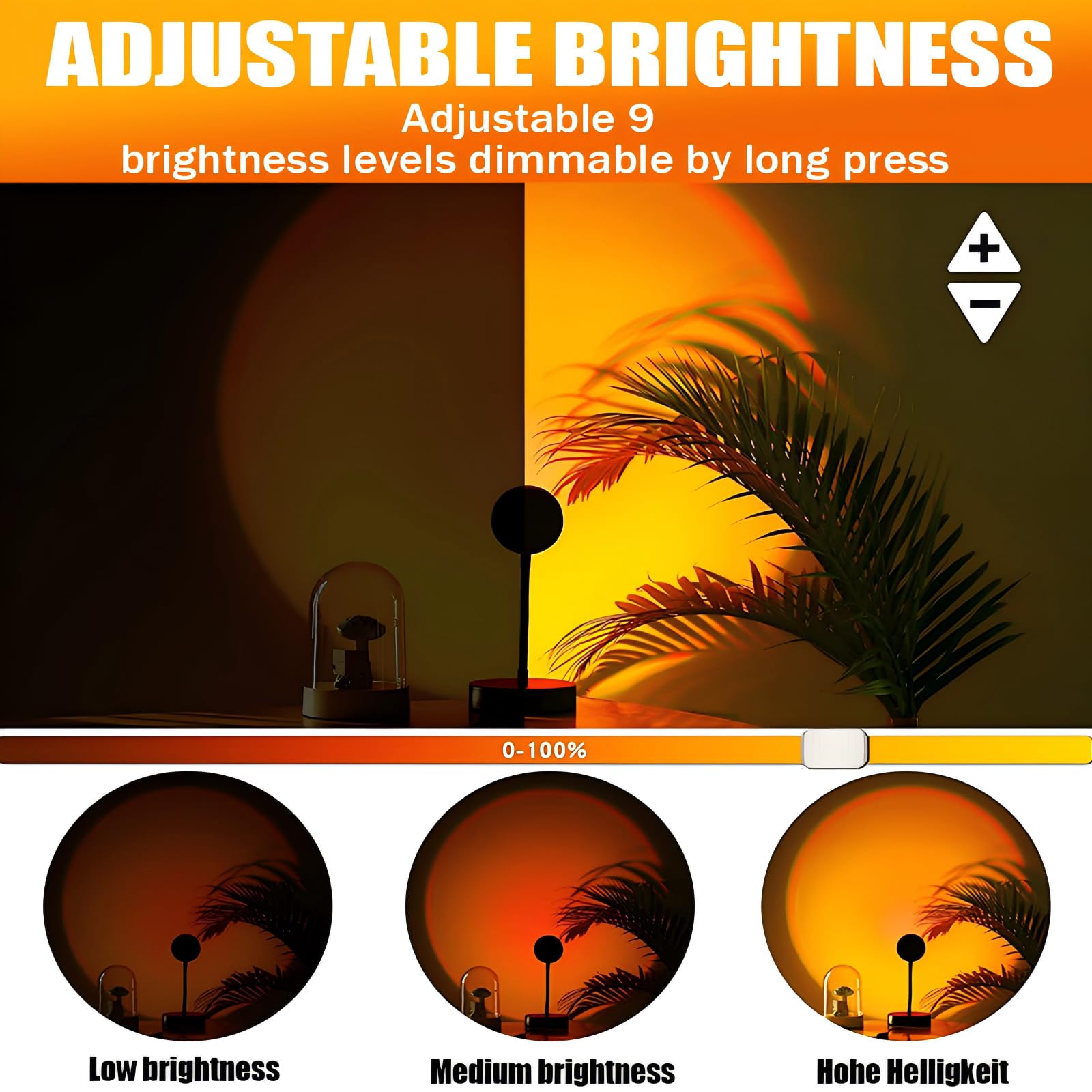 xoddi Sunset Lamp Projector LED Light, 16 Colors, 360° Rotation, Black, Model SUNLAMP-P