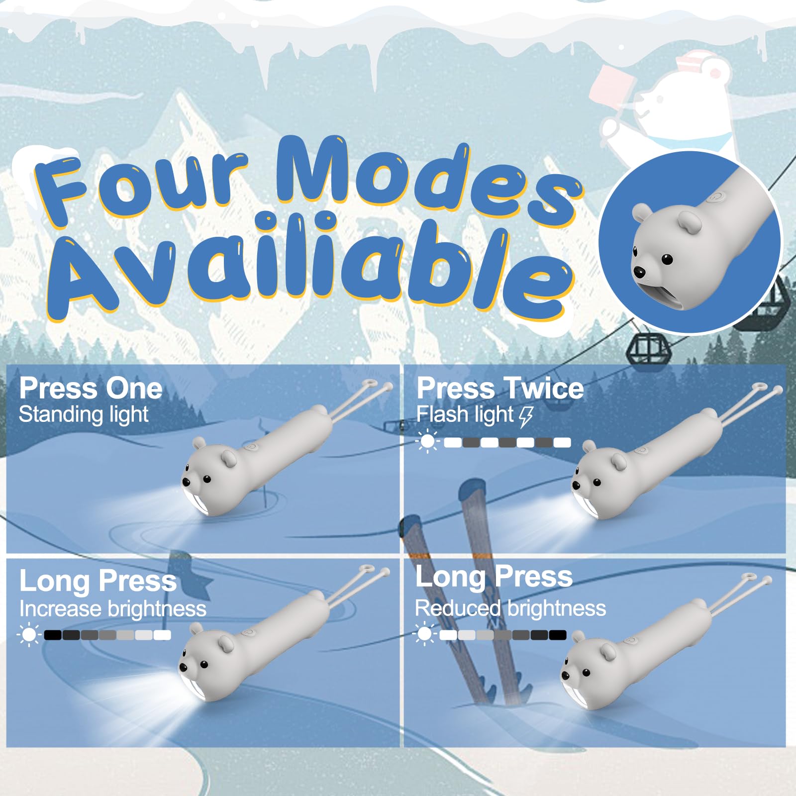Tremdwoto Toddler Flashlight  Cute Bear Kids Flashlight For Boys & Girls  Rechargeable Led Flashlight For Camping & Outdoor Adventures  Ideal Christmas Gift For Children