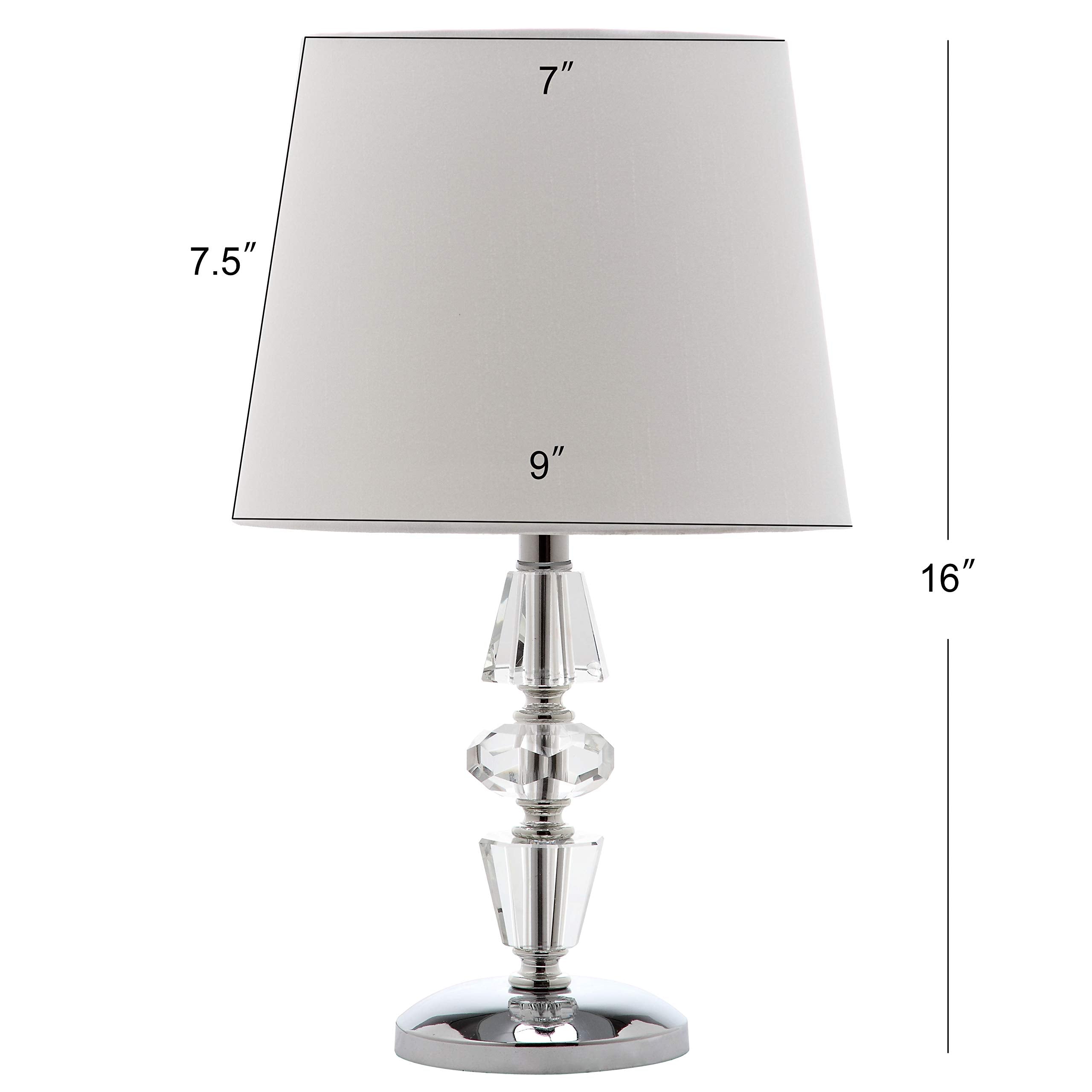 Safavieh Table Lamp Set of 2, Modern Crystal with Off-White Shade, 9in x 9in x 16in, Clear/White, Model LIT4127C-SET
