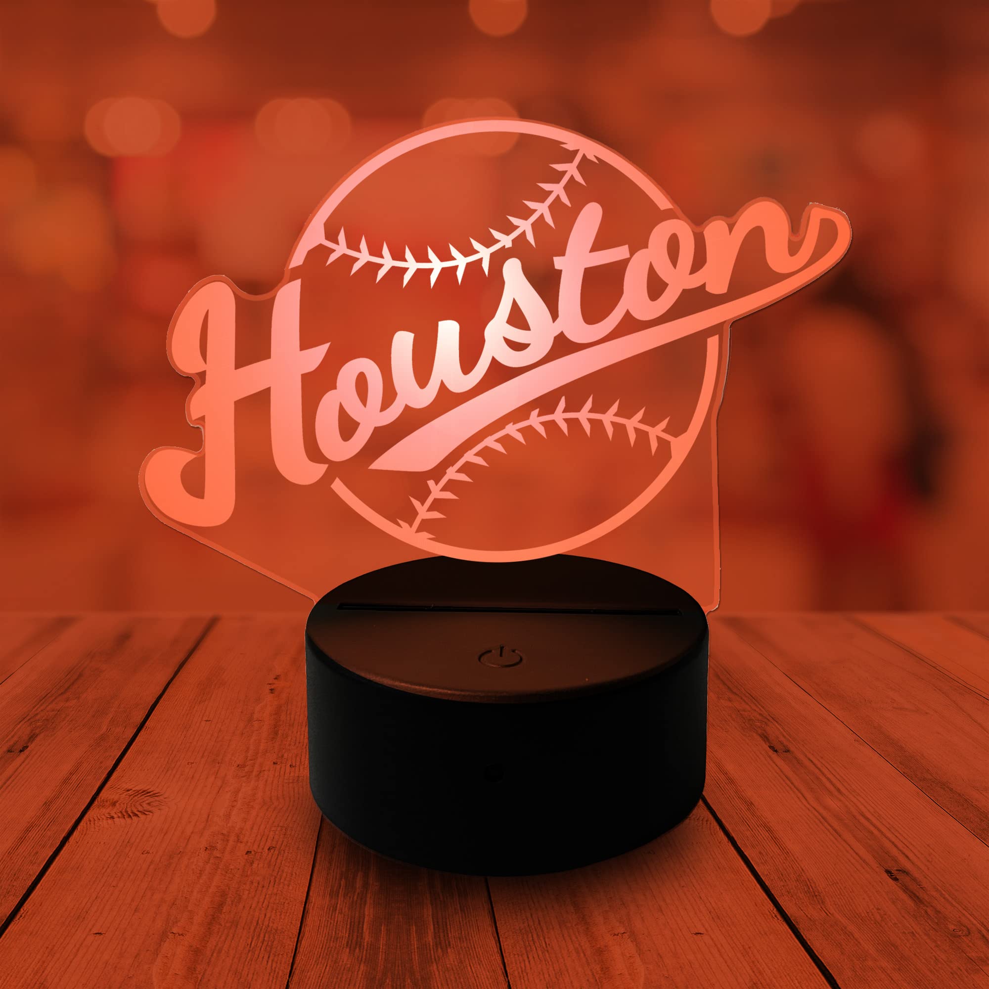 CLORURBANLIVE 3D Baseball Houston Night Light 3D Illusion Lamp for Boys Gift 16 Changing Color Remote Control Kids Room Ball Dec