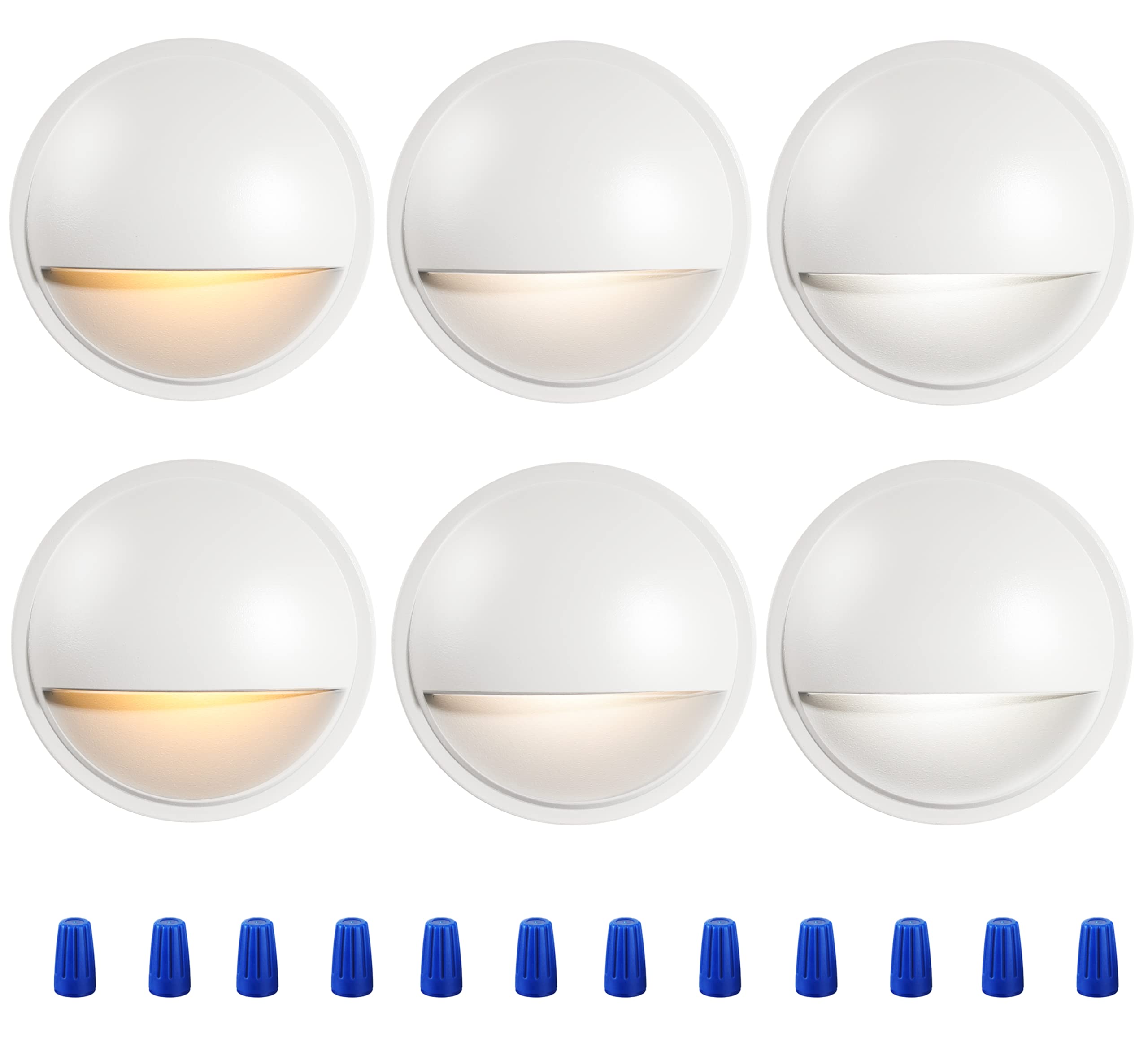 CLOUDY BAY [6 Pack] 3CCT Low Voltage LED Deck Lights Outdoor,2700K/3500K/5000K Selectable,Landscape Step Stair Railing Fence Lig