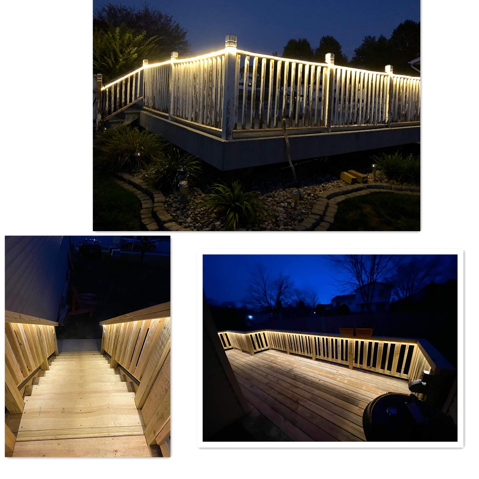 Buyagn Led Rope Light  20Ft Led Strip Lights Outdoor Waterproof Decorative Lighting For Indoor/Outdoor Decorations  Deck  Patio  Party And Bedroom Decorations (Wram White)