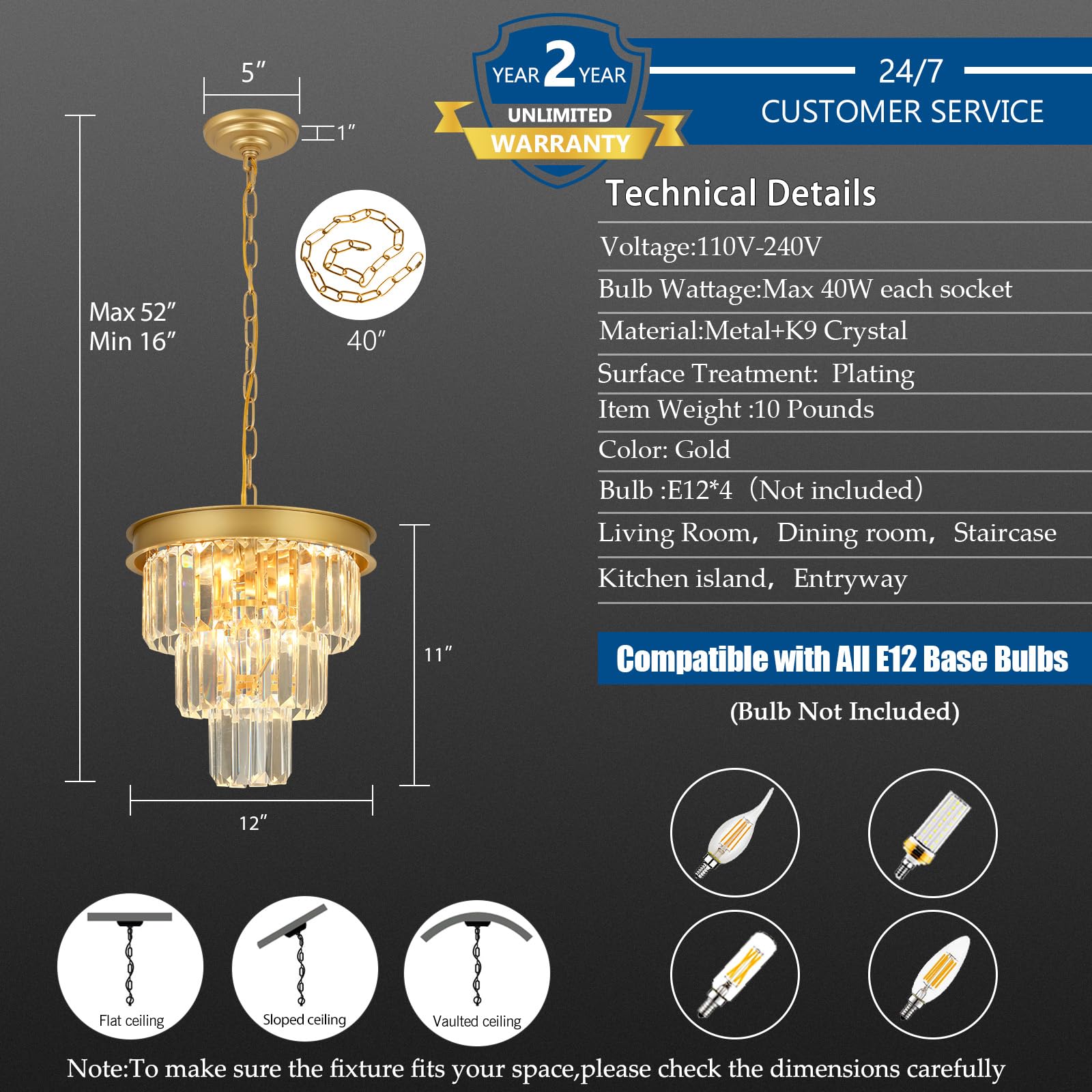 Weesalife Crystal Chandeliers For Dining Room Light Fixtures Over Table