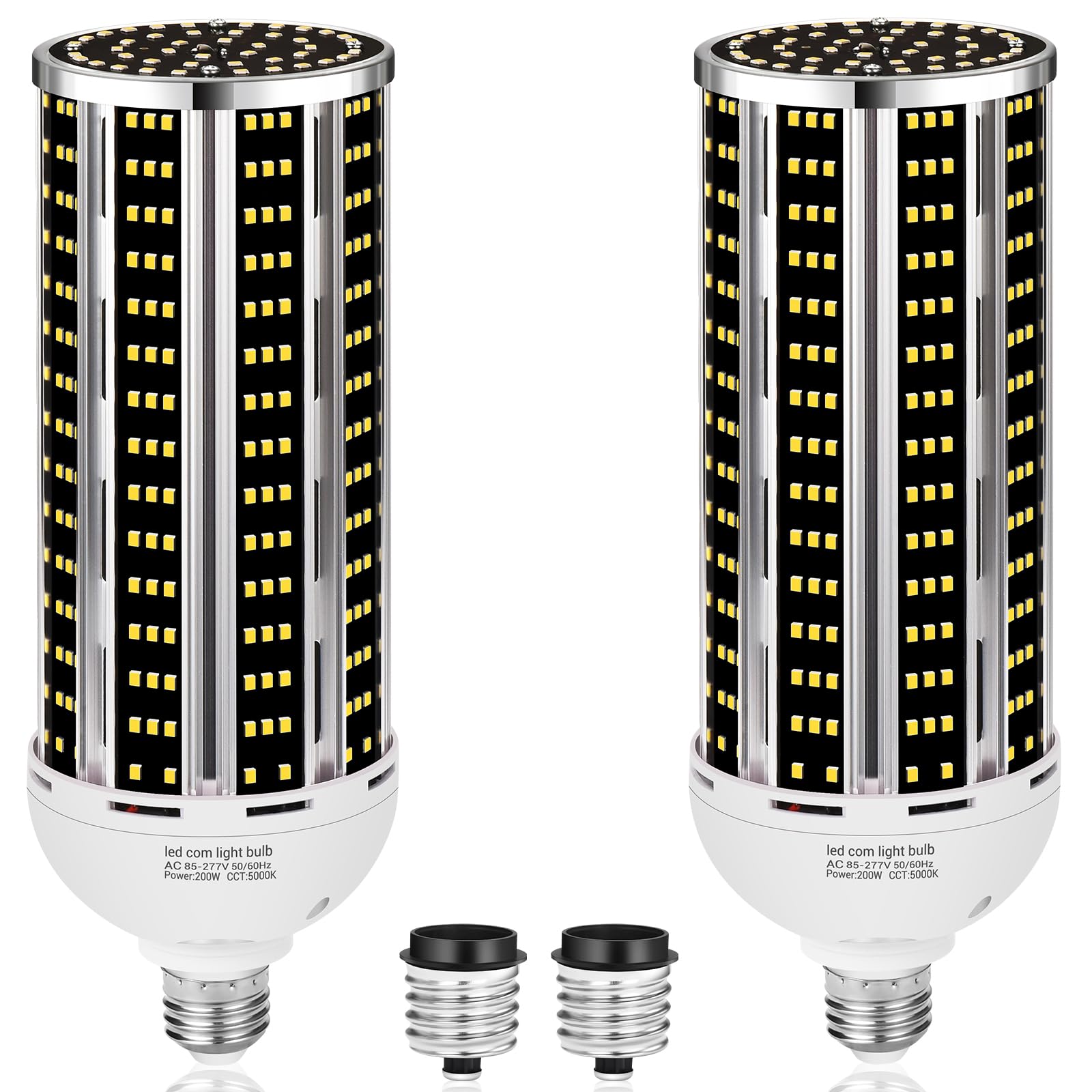 200W 2 Pack Led Corn Light Bulb,(2000W Equivalent )Commercial Grade 30500Lm Daylight 5000K E26/E39 Medium Mogul Base Led Lamp,La