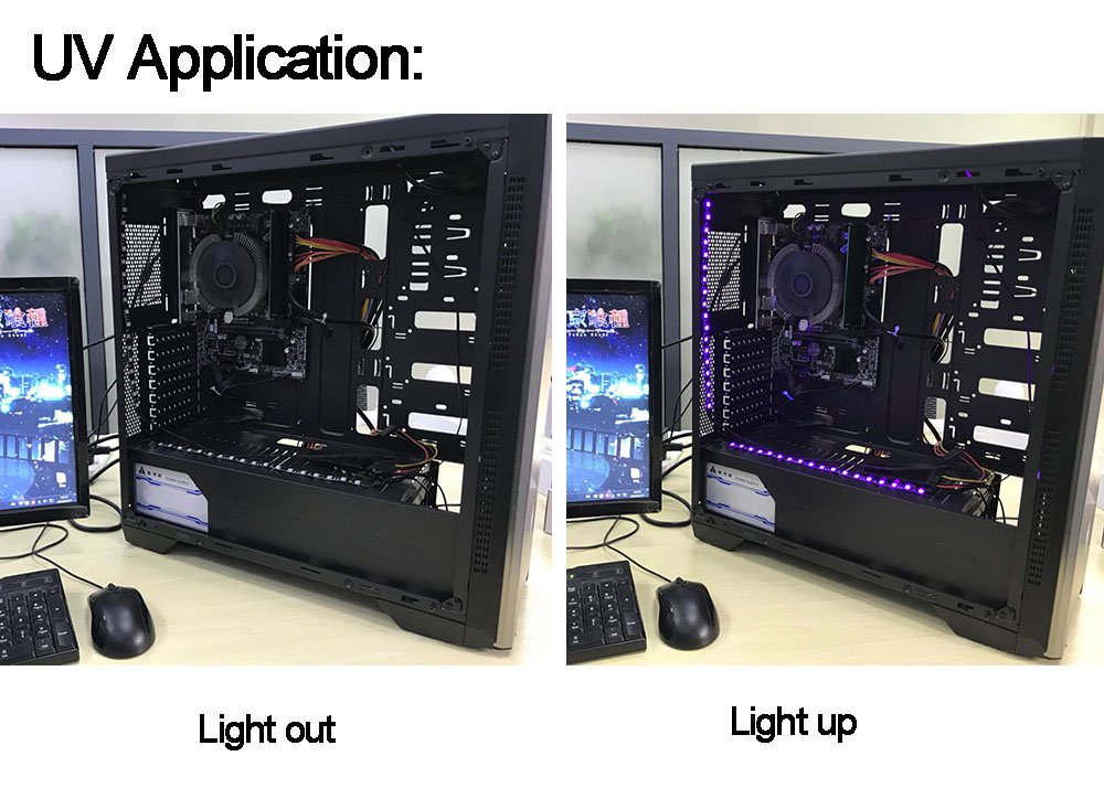 Ds Pc Led Flexible Light Strip Computer Lighting Uv Purple With Magnetic For Pc Case Computer Lighting Kit (390Nm, 11.8Inch The 2Nd Gen, S Series)