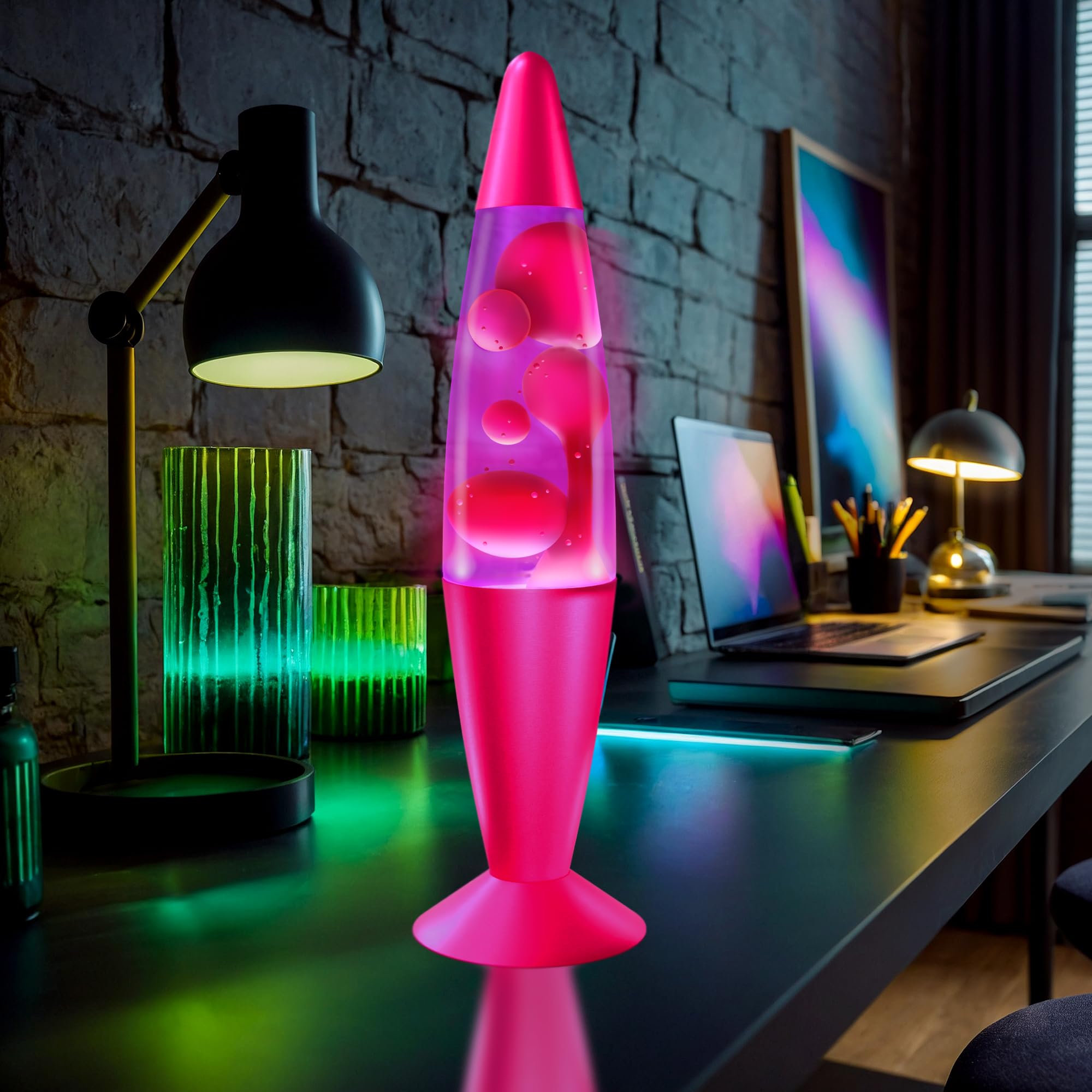 Jambo 16-Inch Liquid Lamp - Pink Base, Purple Liquid & Wax - KL-17 Nightlight for Kids, Adults & Teens - Relaxing Home Decor