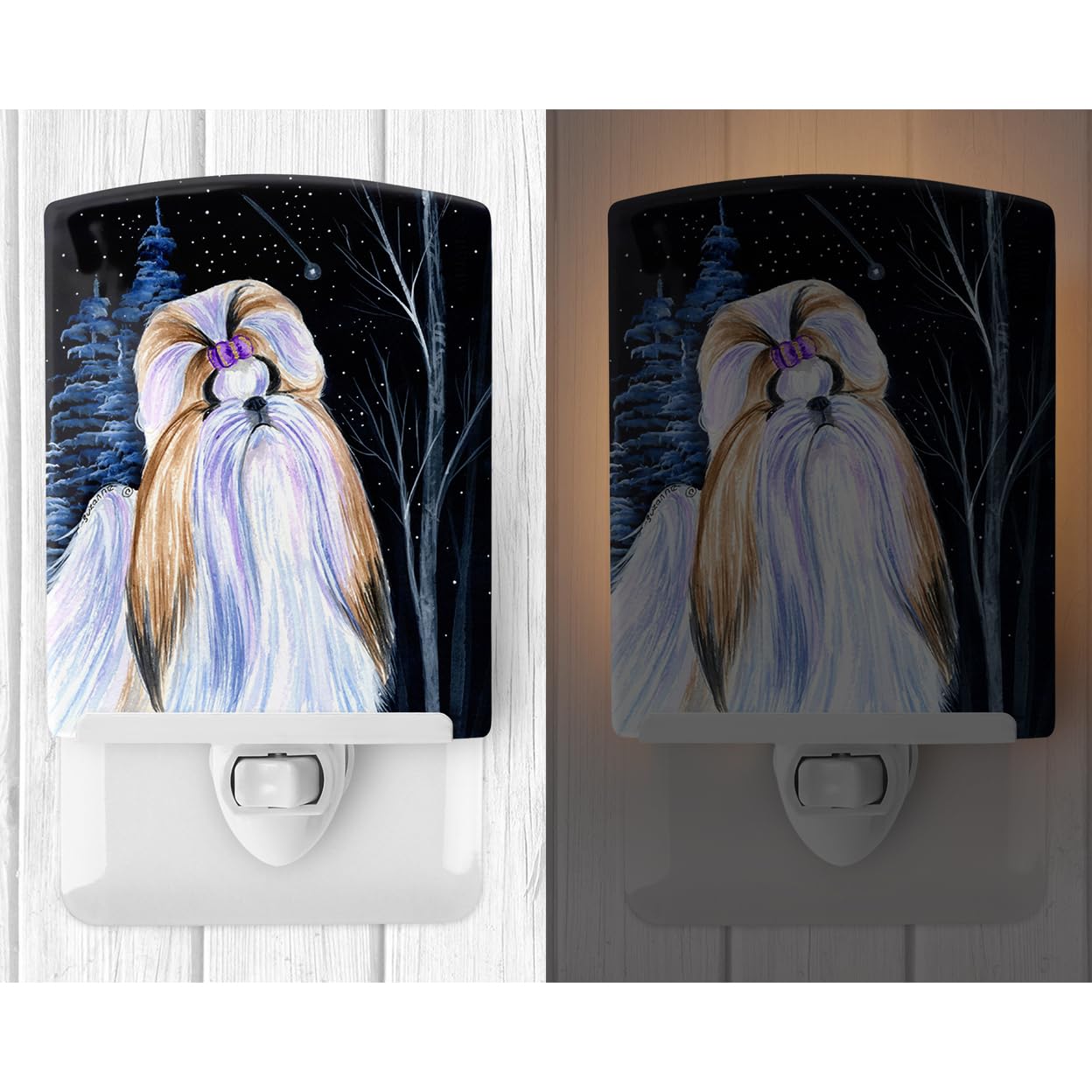 Carolines Treasures Ceramic Night Light, Starry Night Shih Tzu, UL-Certified, 6x4x3, Multicolor, Model SS8381CNL