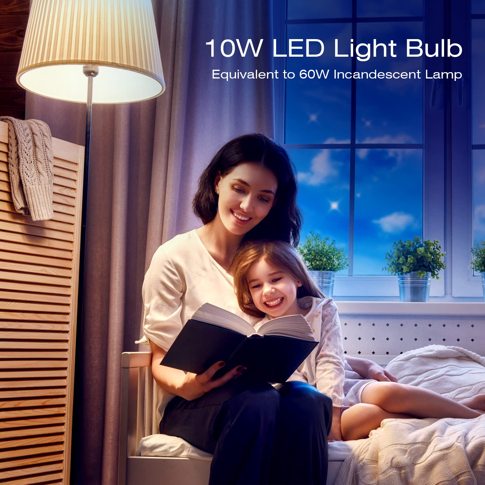 SUNNEST RGBW LED Color Changing Light Bulb, 900LM Dimmable E26 10W, Glass, 120 Colors, Mood Light for Home Decor and Parties