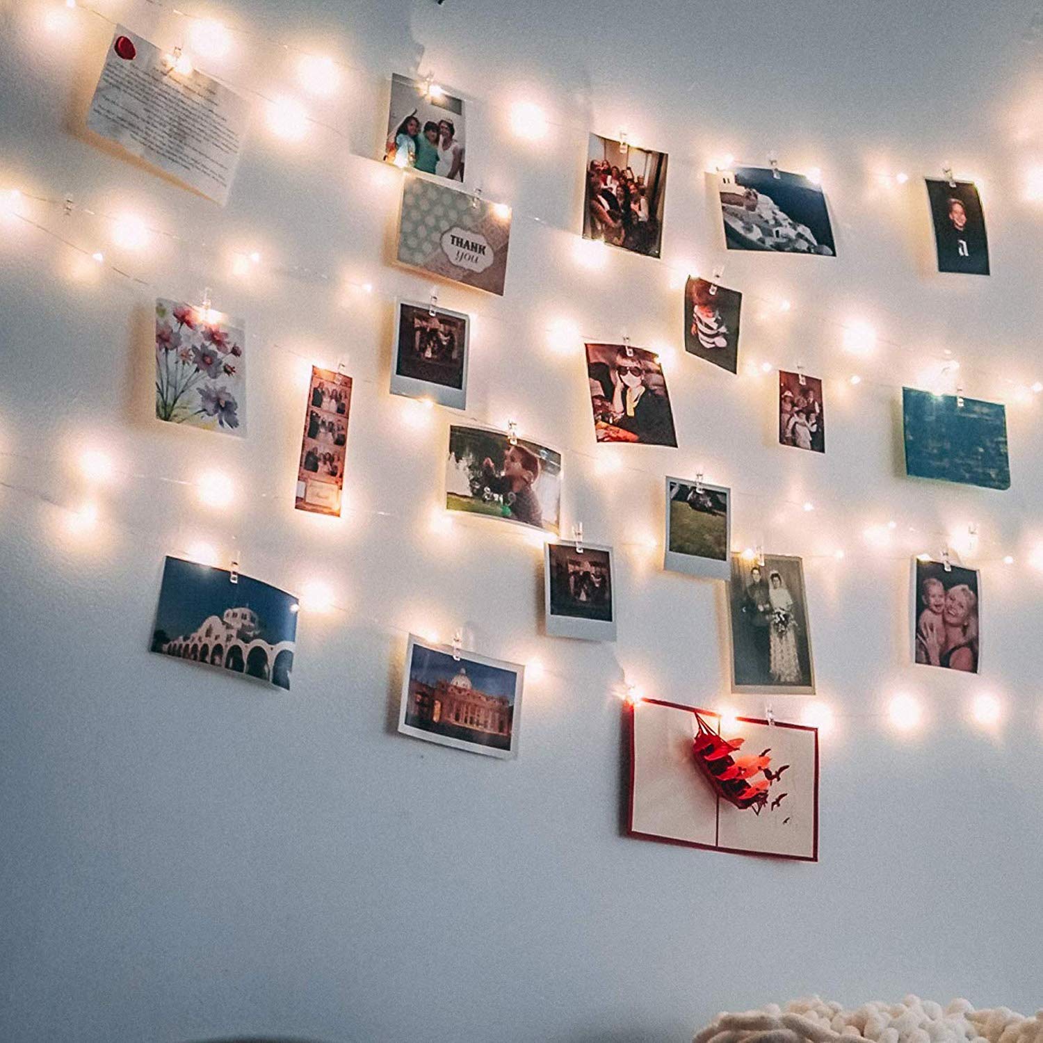LECLSTAR 50 LED Photo Clips String Lights, 17ft Fairy Lights with Remote, 8 Modes, Plastic, Perfect for Photos and Cards
