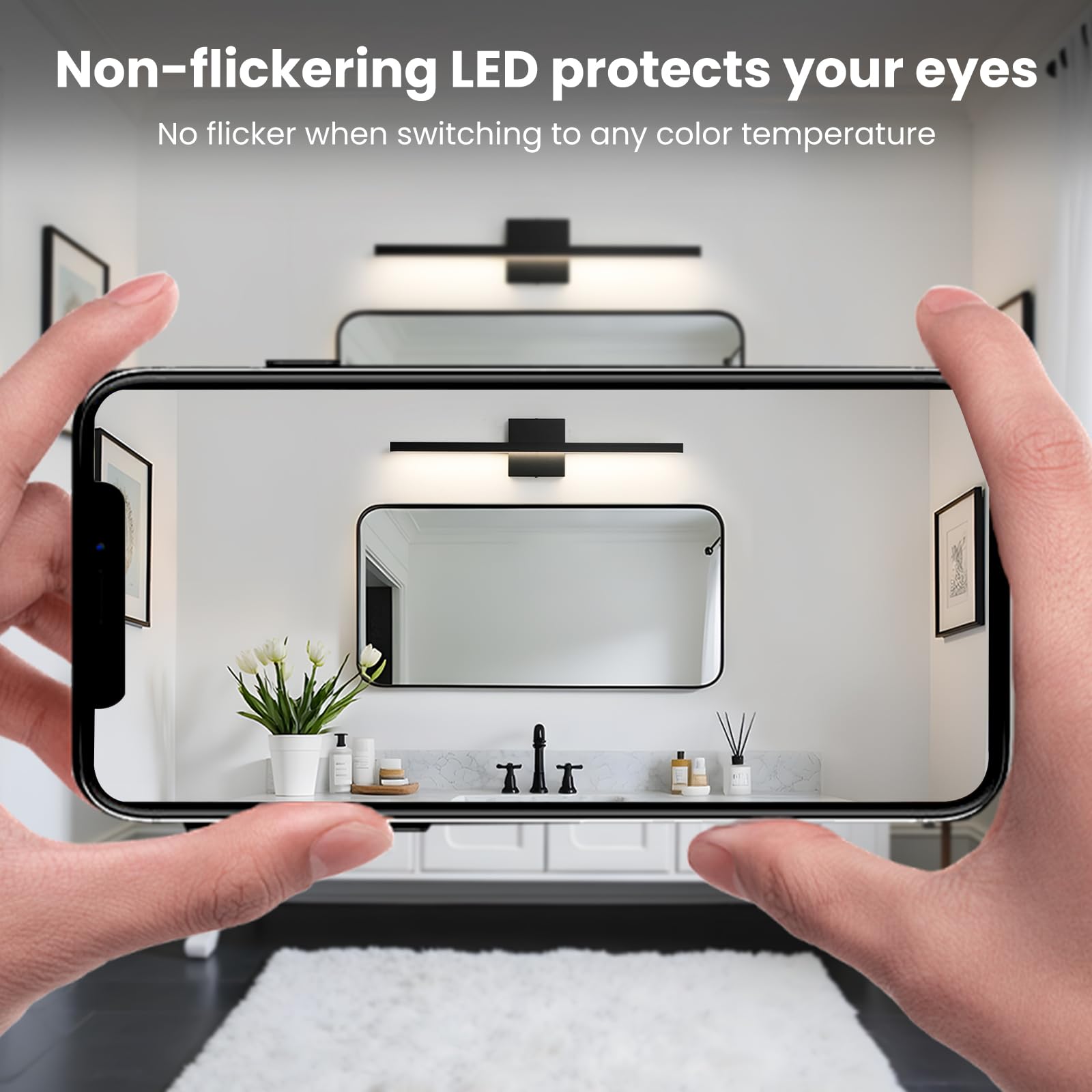 Epinl Black Vanity Light Fixtures For Bathroom - 23.6 Inch Dimmable Modern Bathroom Light Fixture Over Mirror 5Cct Adjustable Wall Sconce Lighting Fixture Led Vanity Lights Bar