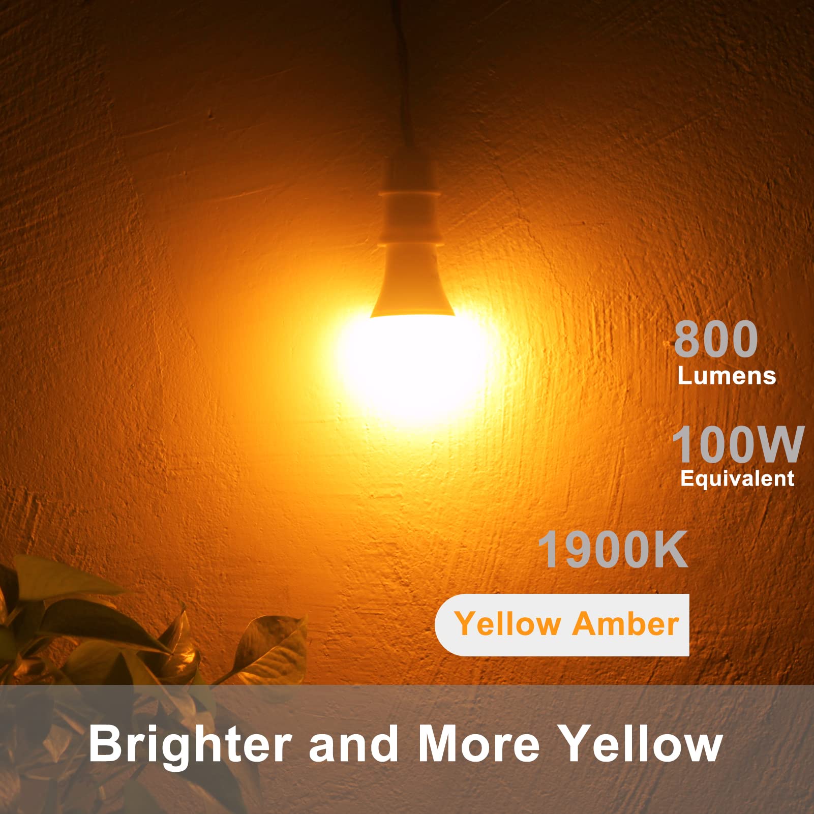 Qualilux Dusk To Dawn Amber Yellow Bug Light Bulbs, 800 Lumen, Led 12W, A19 E26