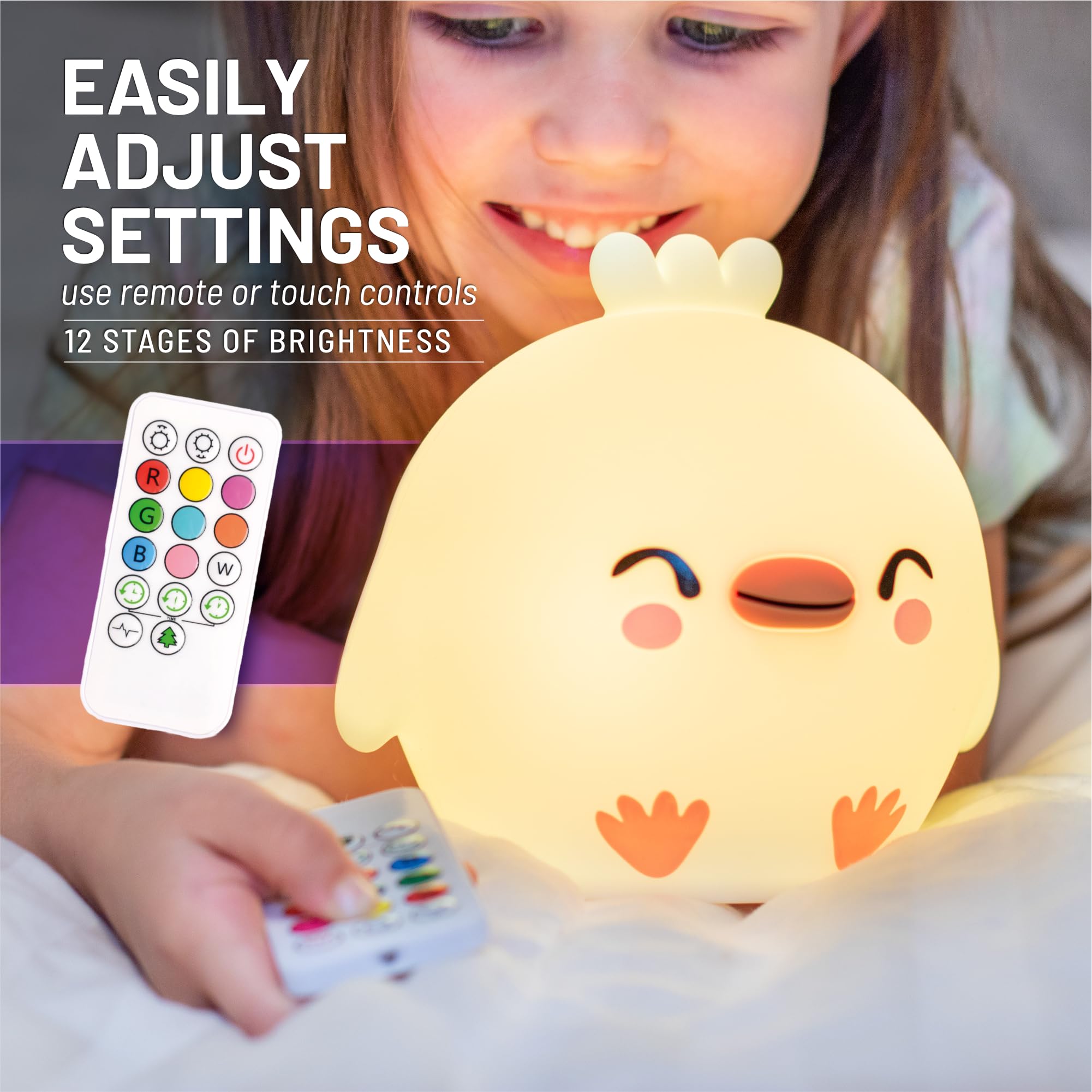 Lumipets Kawaii Chick Night Light, Silicone Rubber, Multicolor, 12-Inch