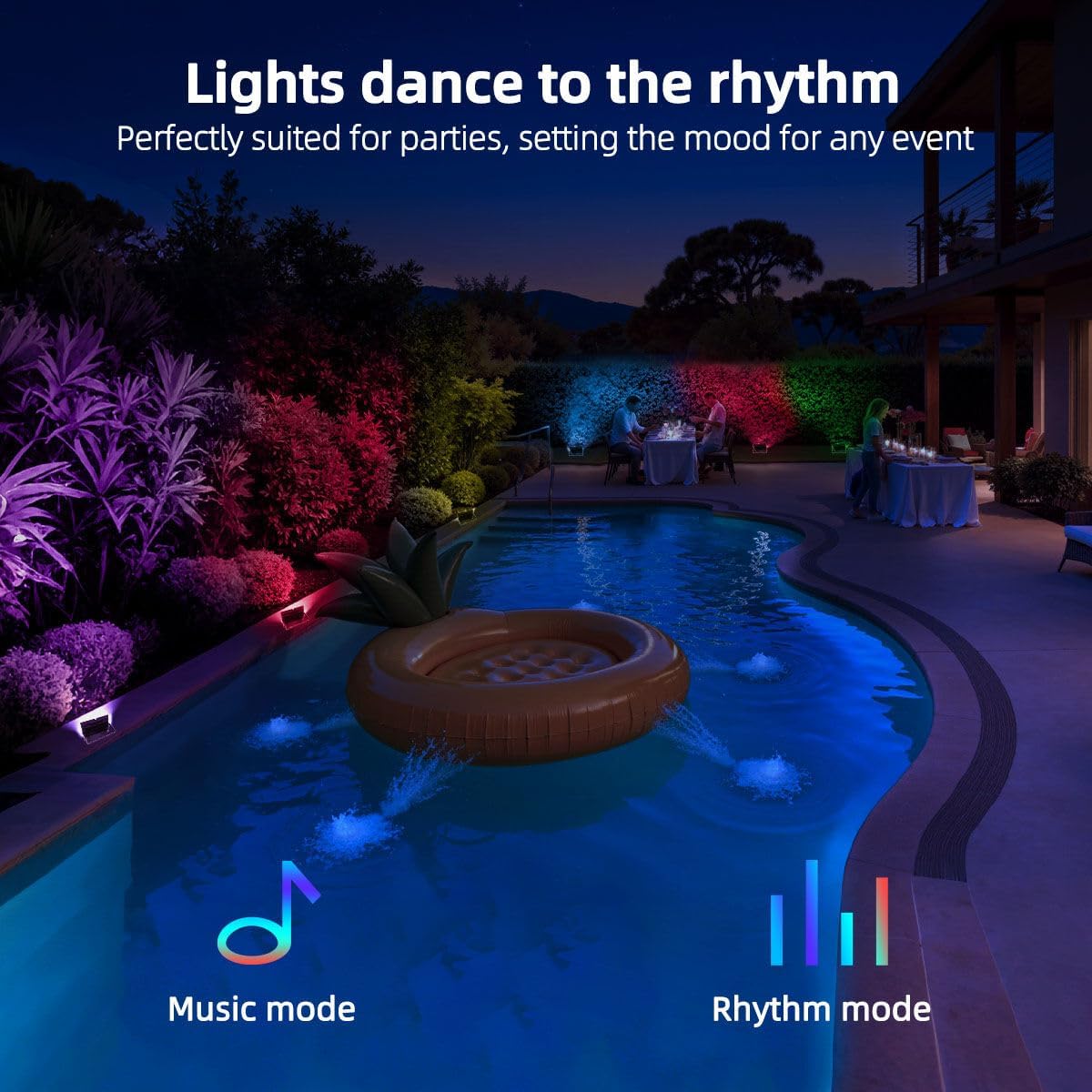 ILC LED Flood Light 80W, 8000LM, RGB Color Changing, IP66 Waterproof, 2 Pack