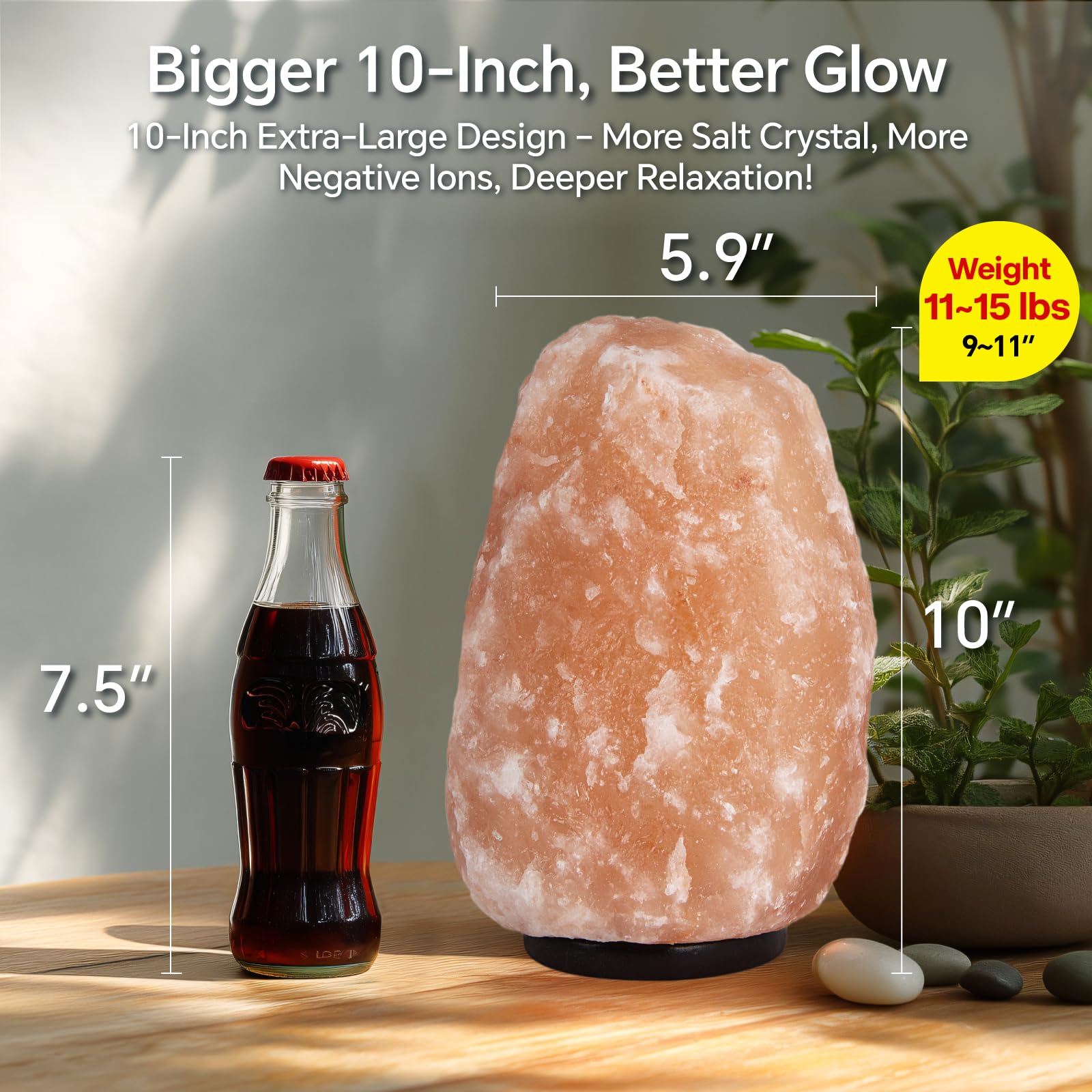 pursalt Himalayan Salt Lamp, Natural Pink, 9-11 Inch, 11-15 lbs, Remote Control, 16 Color-Changing LED, USB-Powered Night Light