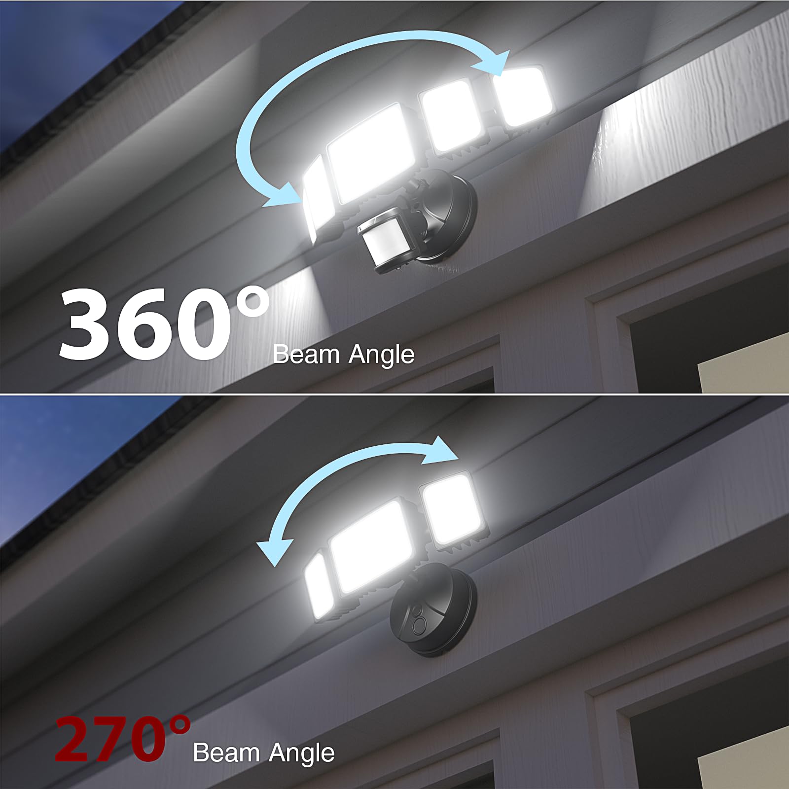 Onforu 120W LED Security Lights - 12000LM Motion Sensor Floodlight, 5 Heads, 6500K, IP65 Waterproof, Black, Model BDBL100G-
