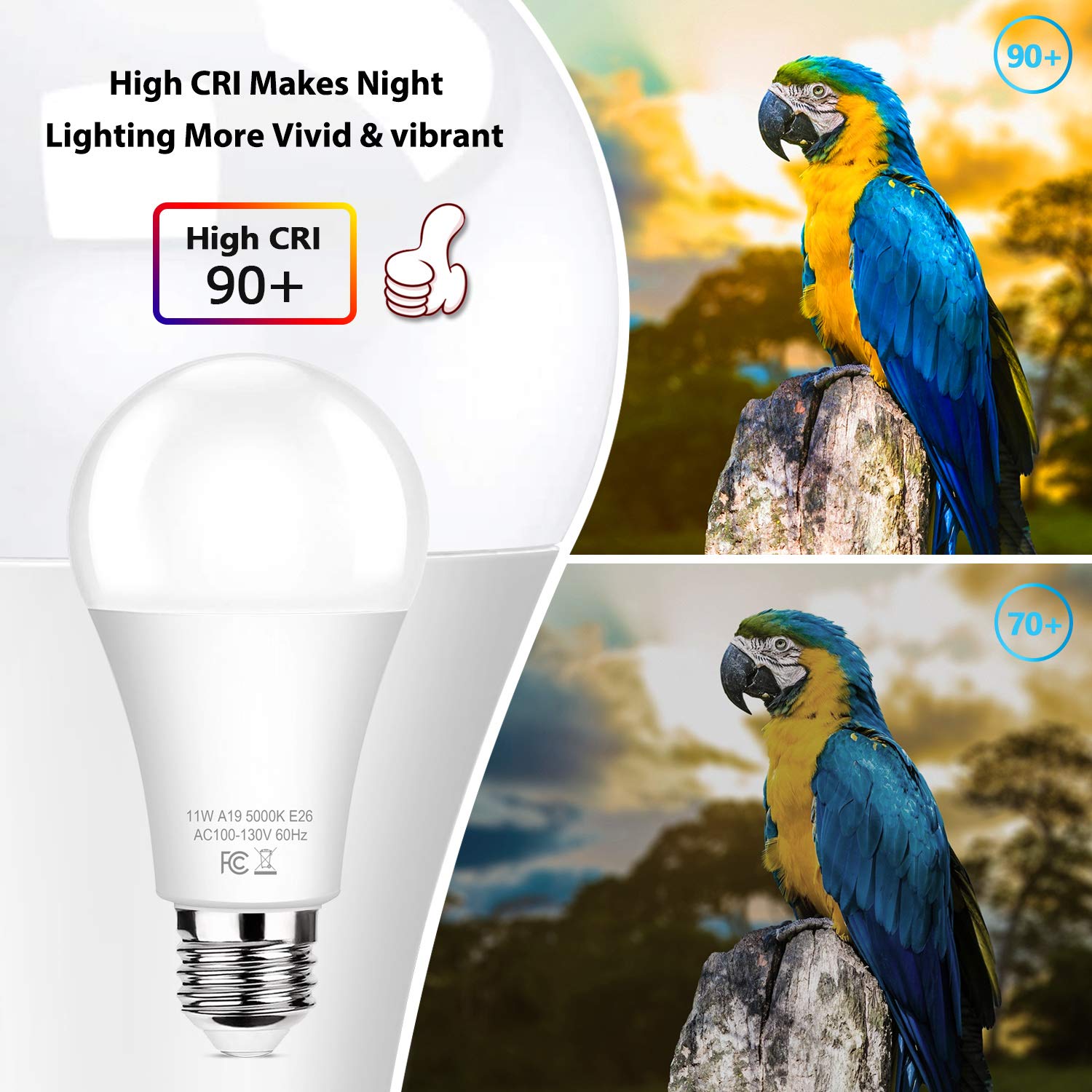 Brightever 6-Pack Dusk to Dawn LED Light Bulbs, A19 11W, E26, 1200LM, Daylight White 5000K, Automatic On/