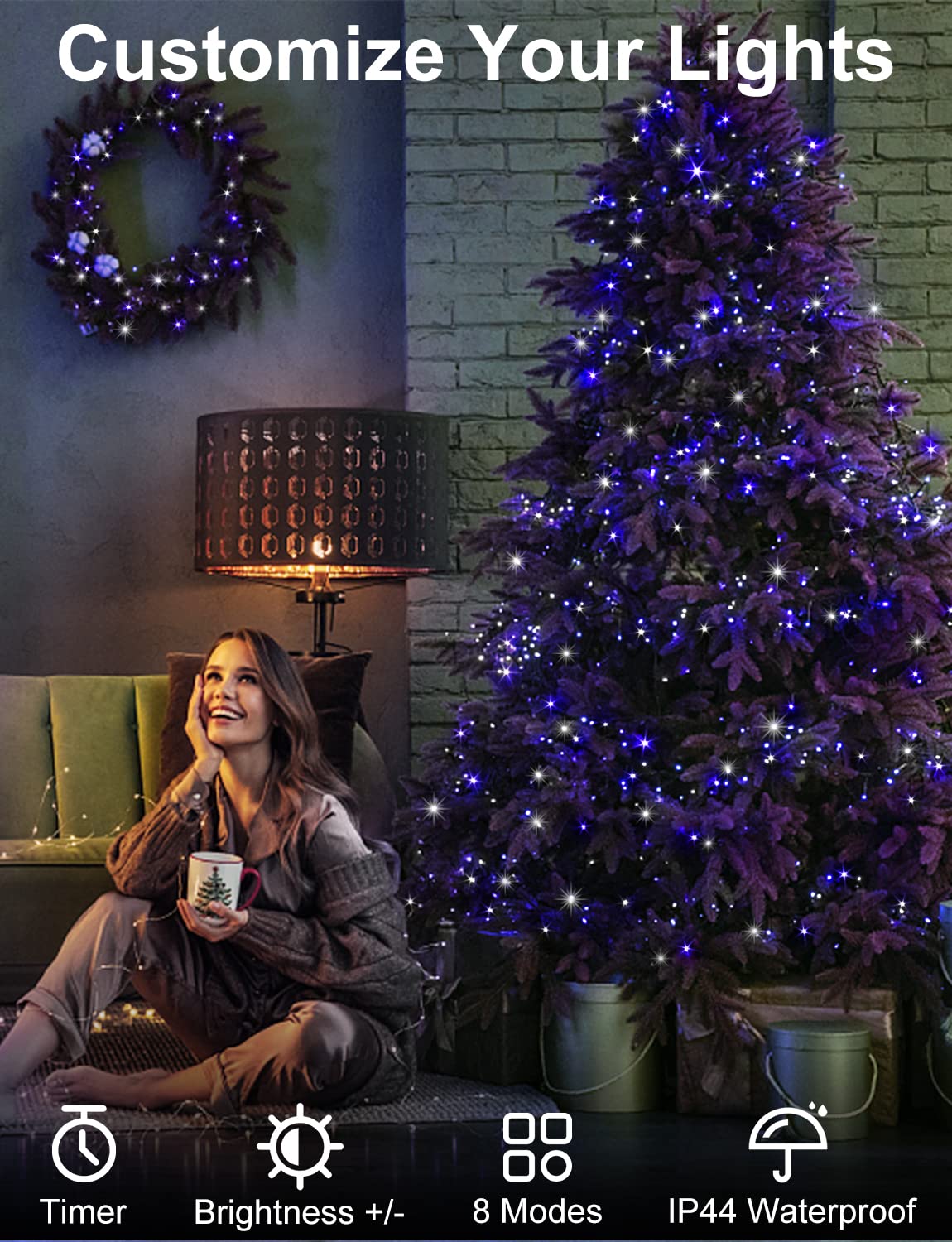 Jxledayy 200Ft 500 Led Waterproof Christmas Lights - White & Blue Fairy String Lights