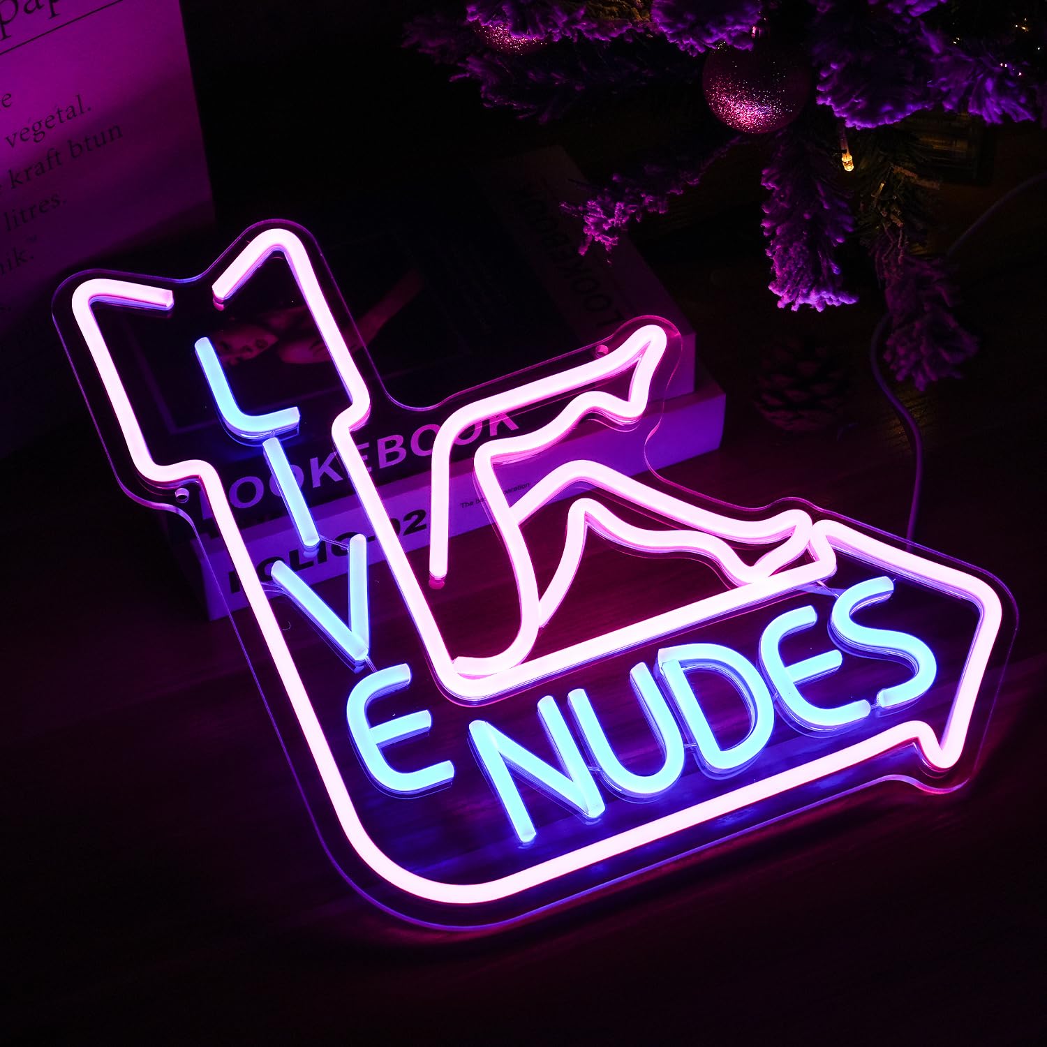 LISIGNVE LED Neon Sign - Live  s Wall Decor, Dimmable, USB Powered, Acrylic, Pink & Blue