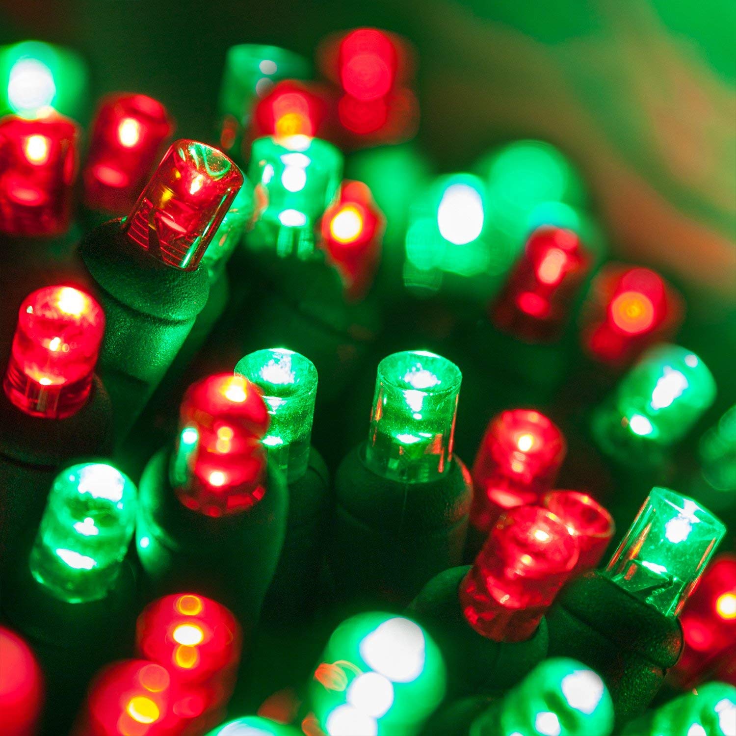 Wintergreen Lighting 70 5mm LED Red and Green Christmas Lights, 24' Christmas Lights Red and Green LED String Lights Mini Lights Holiday Lights Christmas String Lights