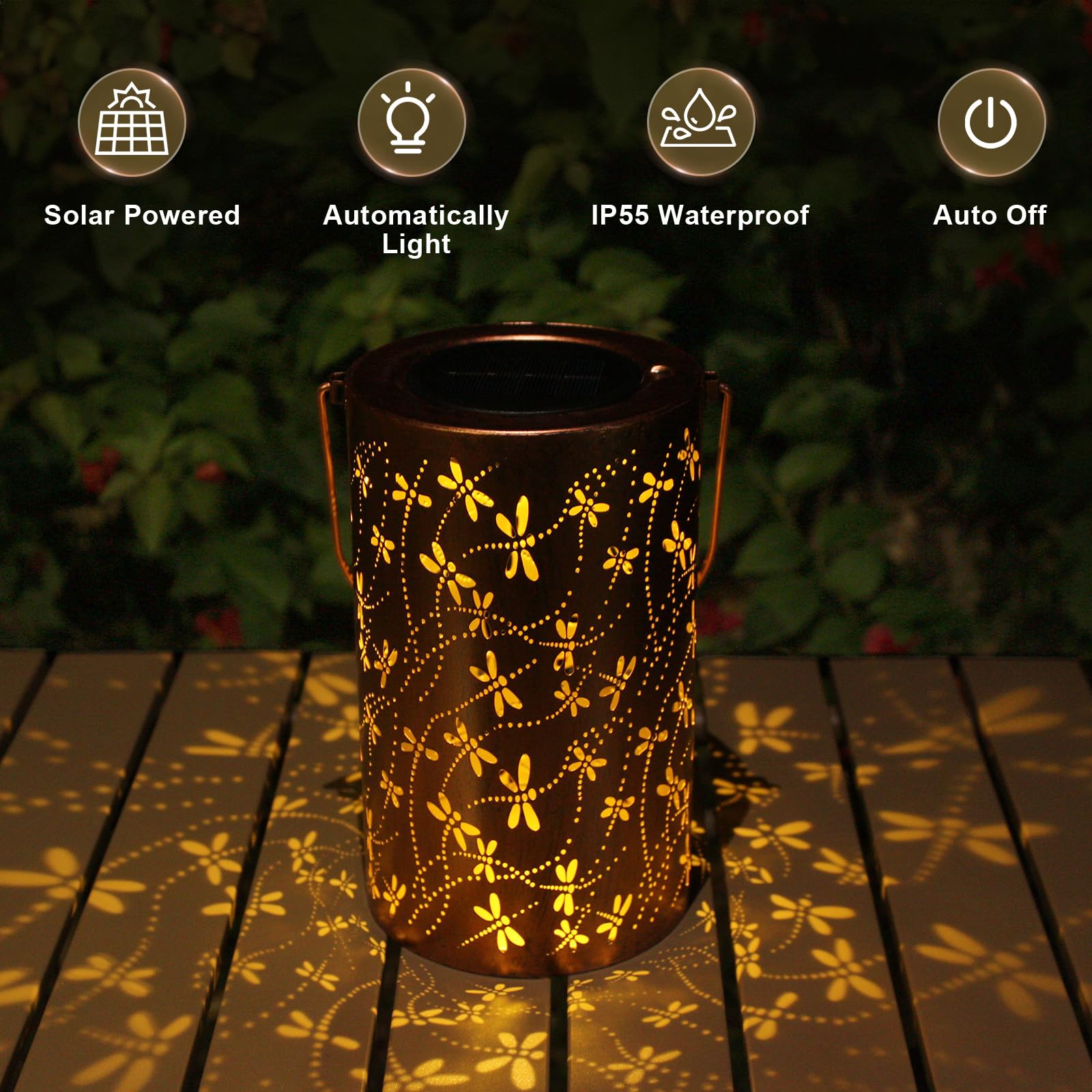 Gpp Dragonfly Gift Solar Lanterns Outdoor Waterproof Solar Lights Metal Outdoor Decor For Yard Patio Backyard Porch Christmas Bi