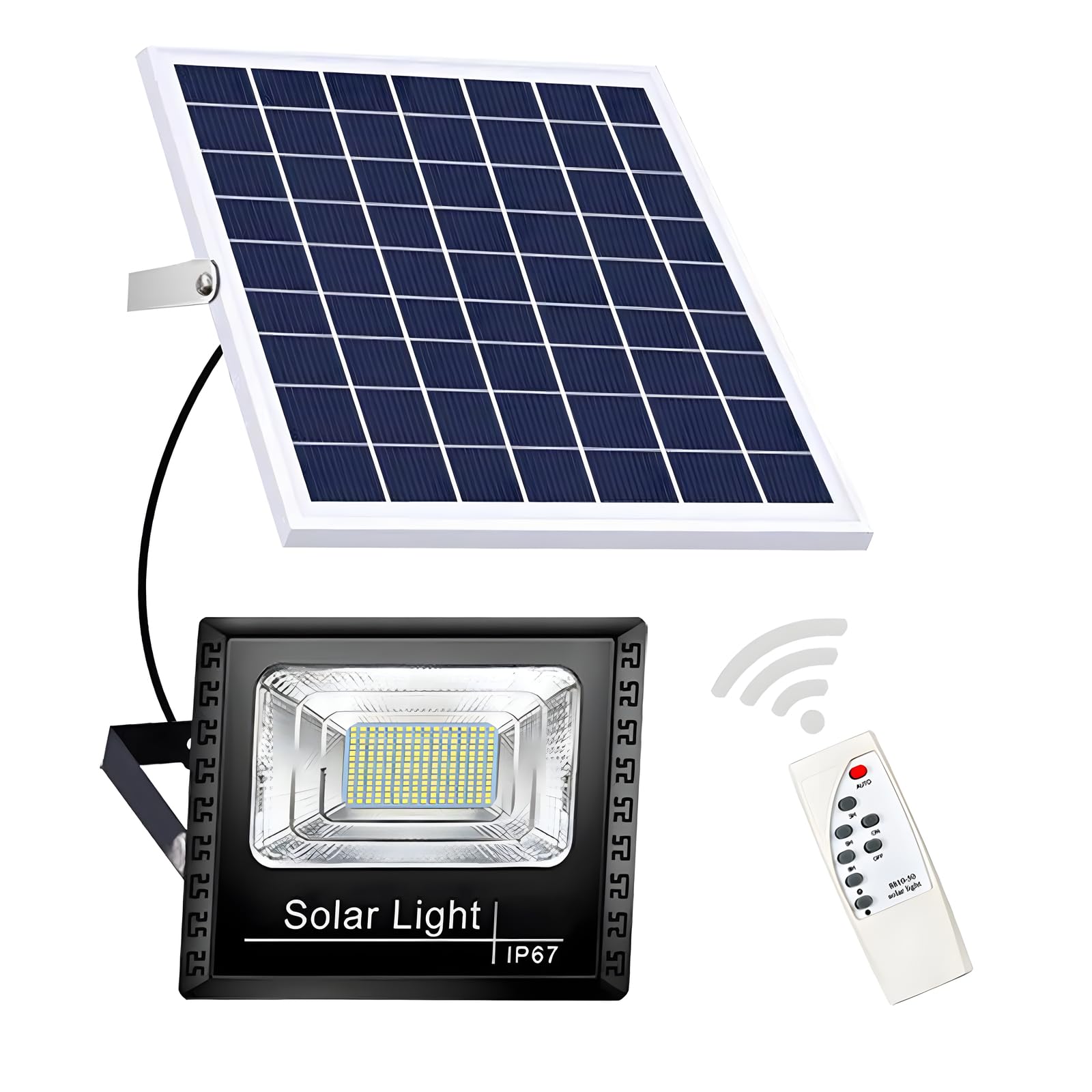 DuBom Solar Flood Light 100W-800W, IP67 Waterproof, Remote Control, Dusk to Dawn, Silver/Blue/Black, Model 400W