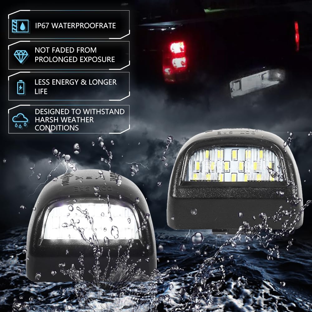 VANKUB LED License Plate Light for Chevy/GMC, 6000K Xenon White, Black, 2 PCS
