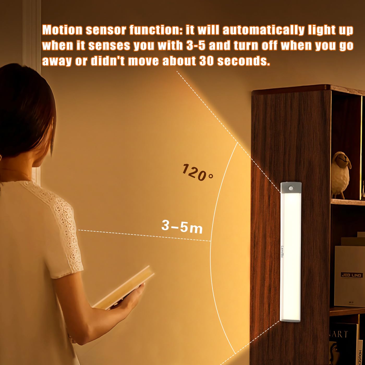 Lepotec 54 Led Under Counter Lighting, Motion Kitchen Cabinet Light, Battery Operated Closet Lights, Rechargeable Wireless Campe