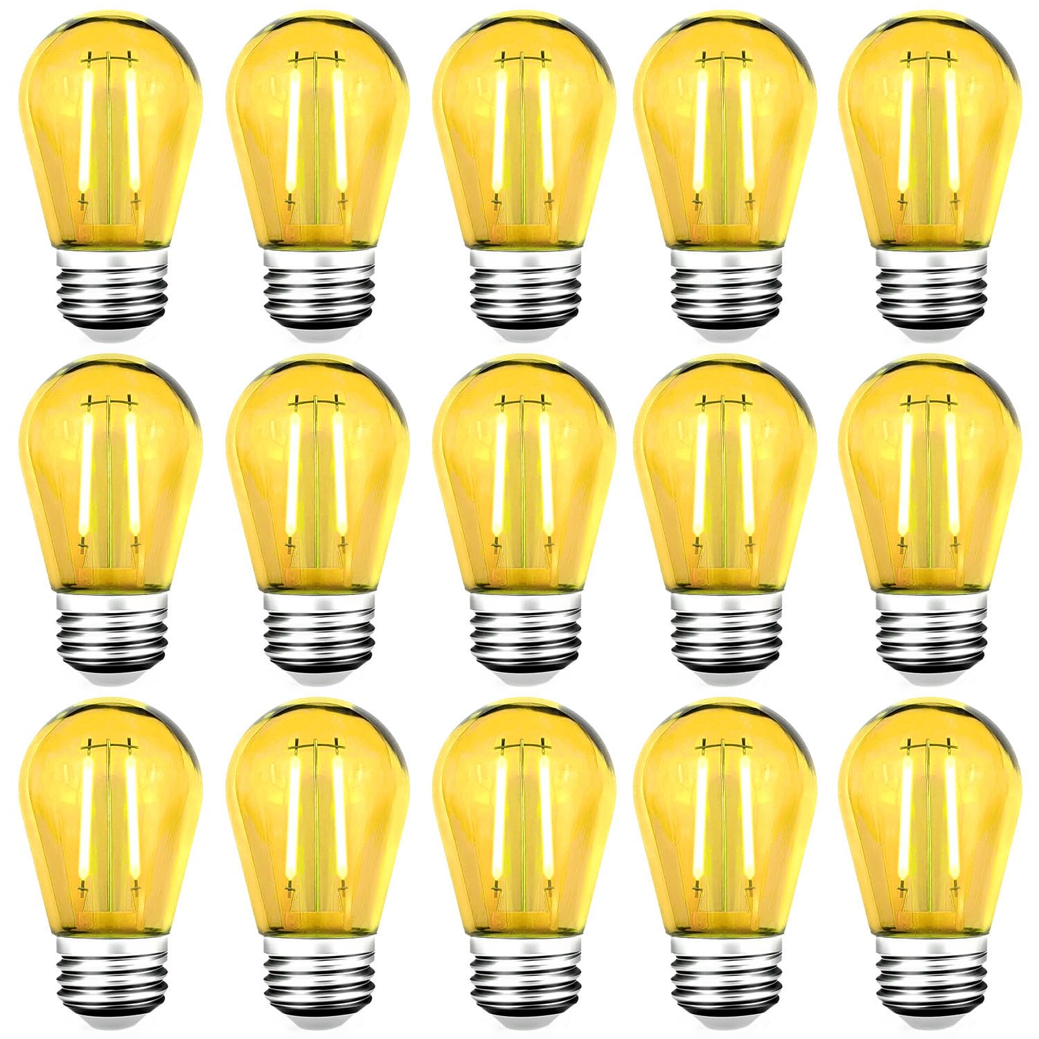 GUILEDUO S14 Blue LED String Light Bulbs, Shatterproof, 2W, 15 Count, Waterproof, E26 Base, Decorative Christmas Lighting