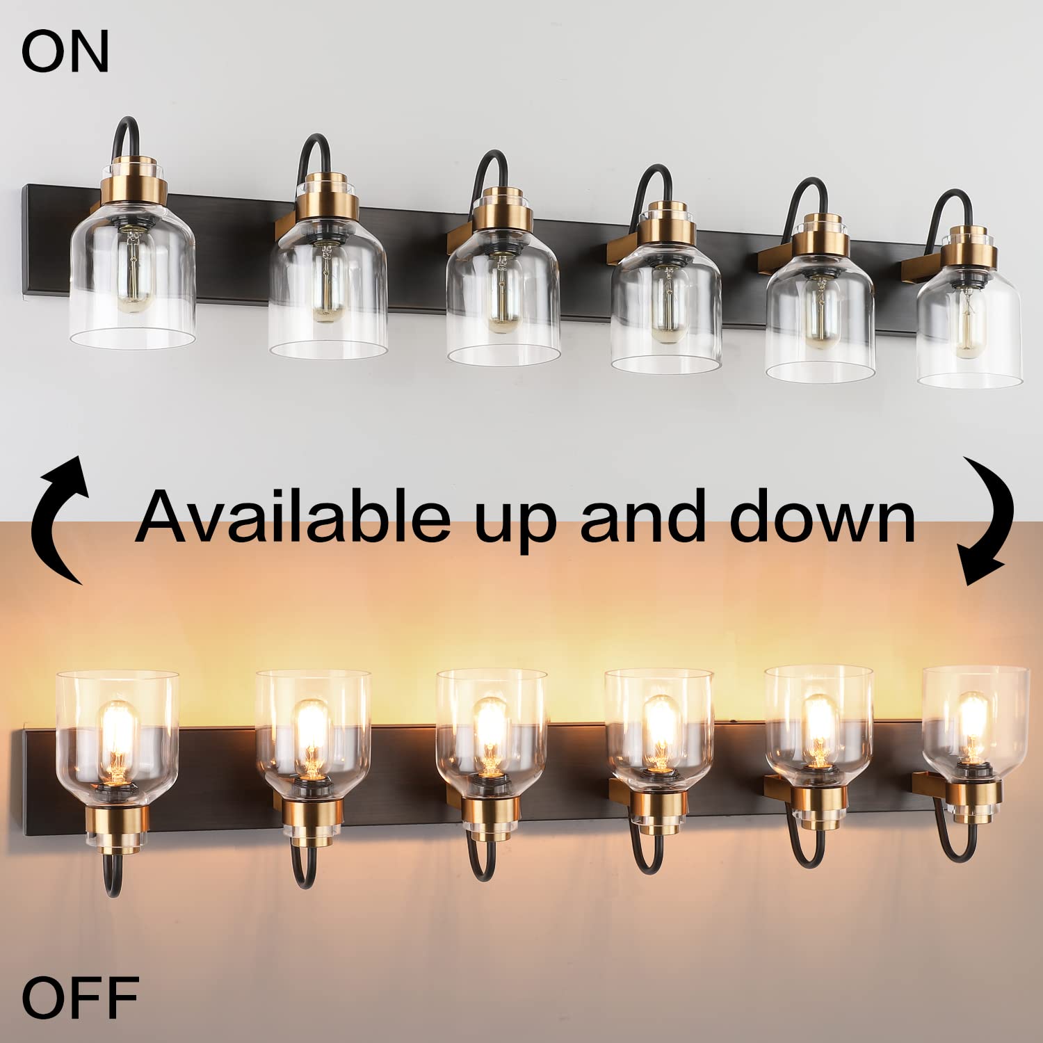 PRESDE 6-Light Bathroom Vanity Light Fixture Over Mirror, Oil Rubbed Bronze, Aluminum, Model 8881-6T-NB