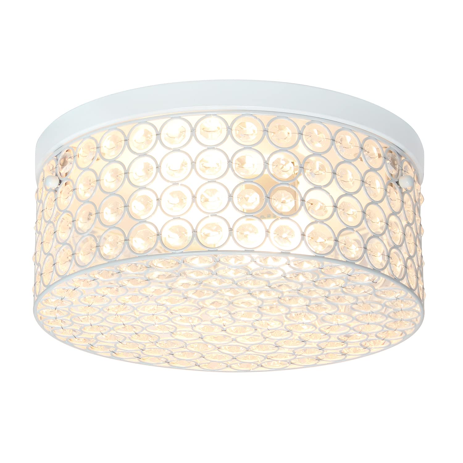 LALIA HOME Glam 2 Light Flush Mount, Glass, 12 Inch, White, Model LHM-2003-WH
