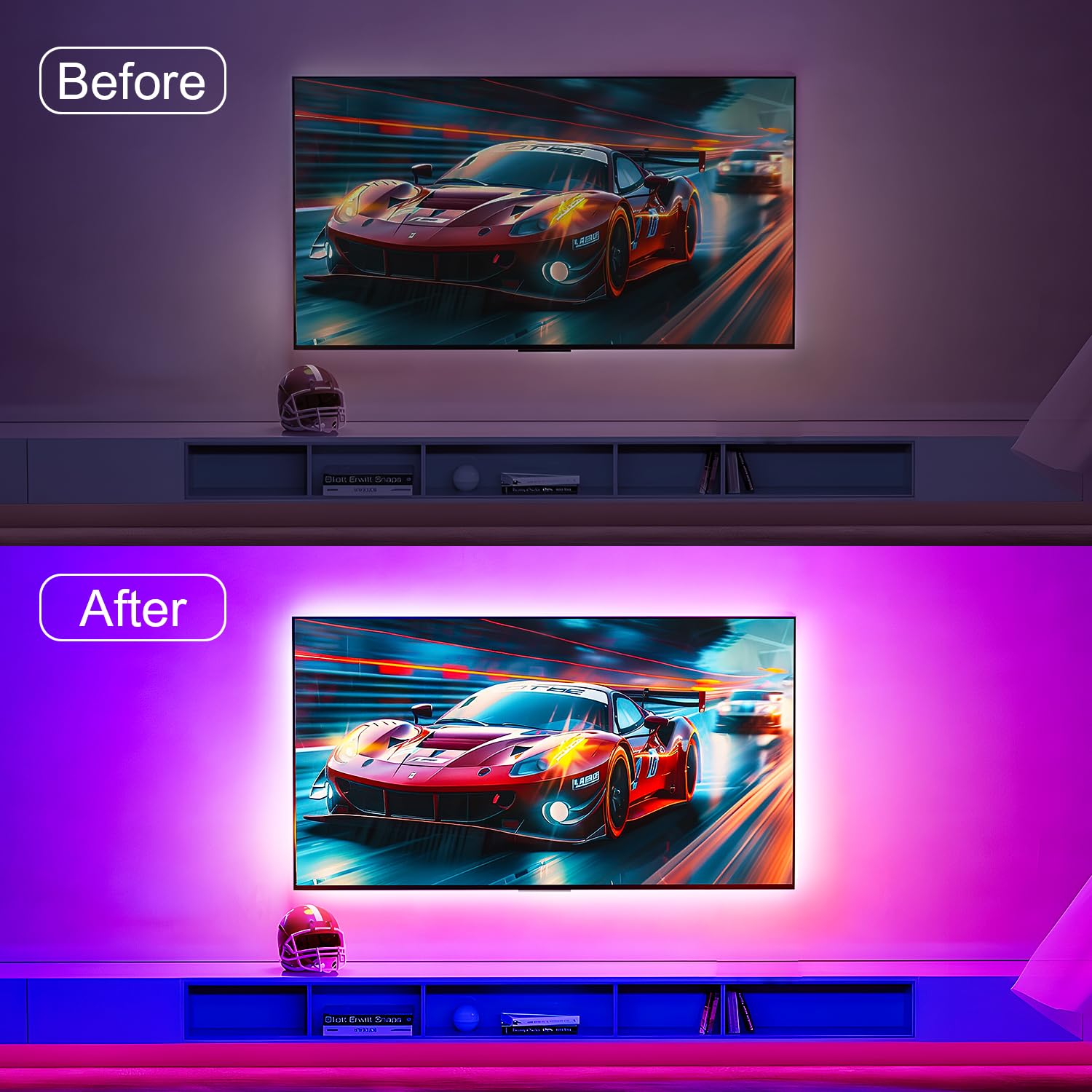 Nexillumi Led Lights For Tv, 13.2Ft Tv Led Backlight For 32-65 Inch, Rgb Led Strip Lights Behind Tv, App Remote Control Music Sync Tv Led Lights For Bedroom