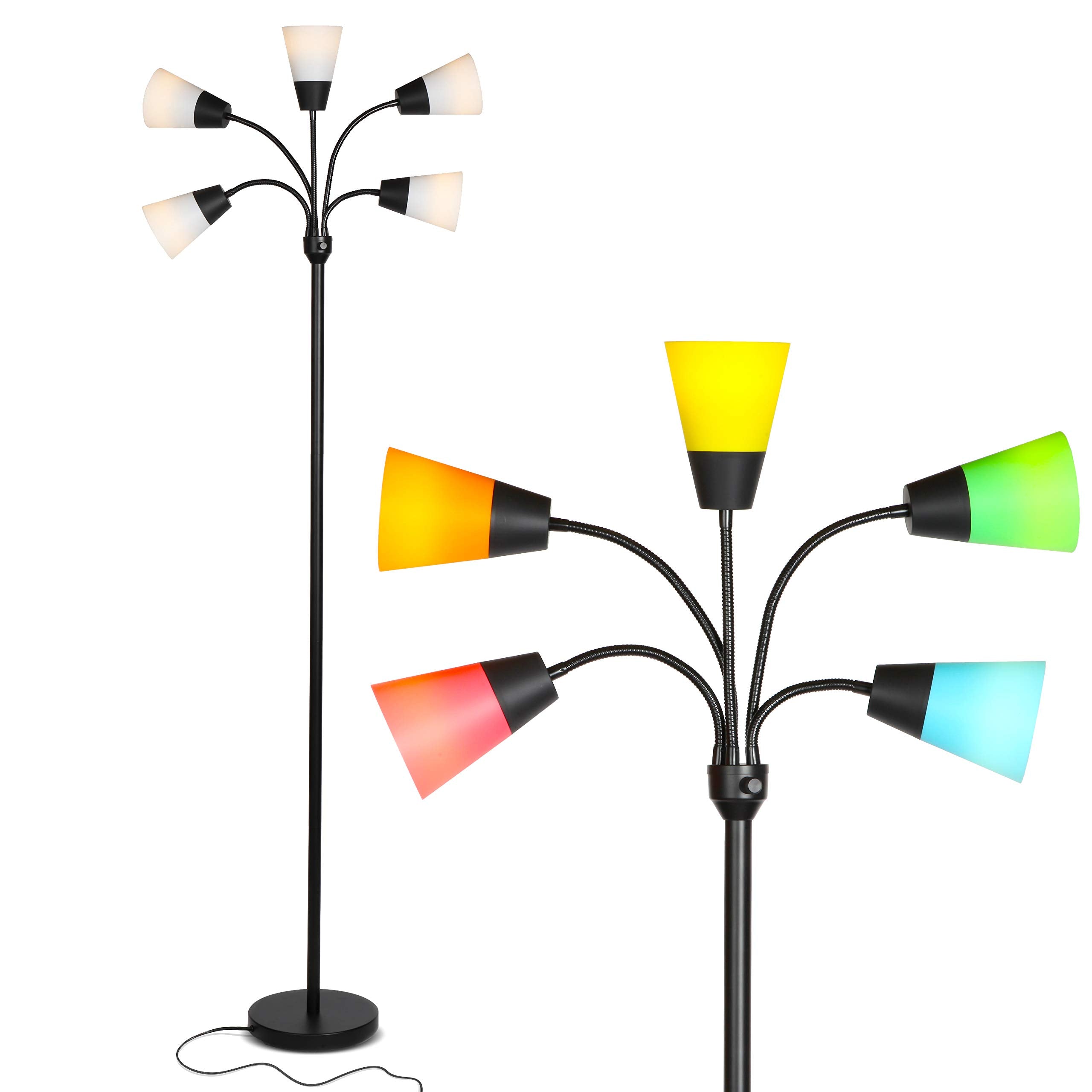 Brightech Medusa LED Floor Lamp - Multi Head, Metal, Black, Model FL-MDSMDRN-BLK, Includes 5 Bulbs for Living Rooms & Offices