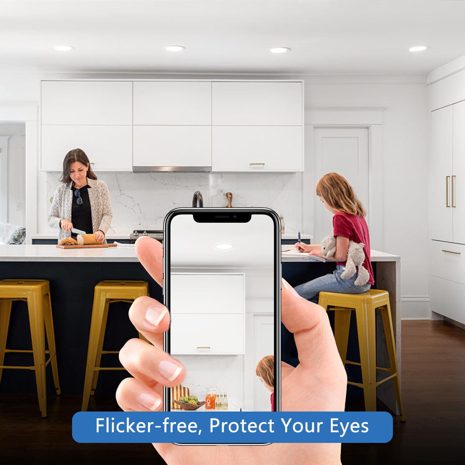 CycevSun 4 Inch LED Recessed Lights Canless Dimmable & 5 CCT Selectable, Ultra Thin Wafer Downlight Soffit Ceiling, Exterior Out