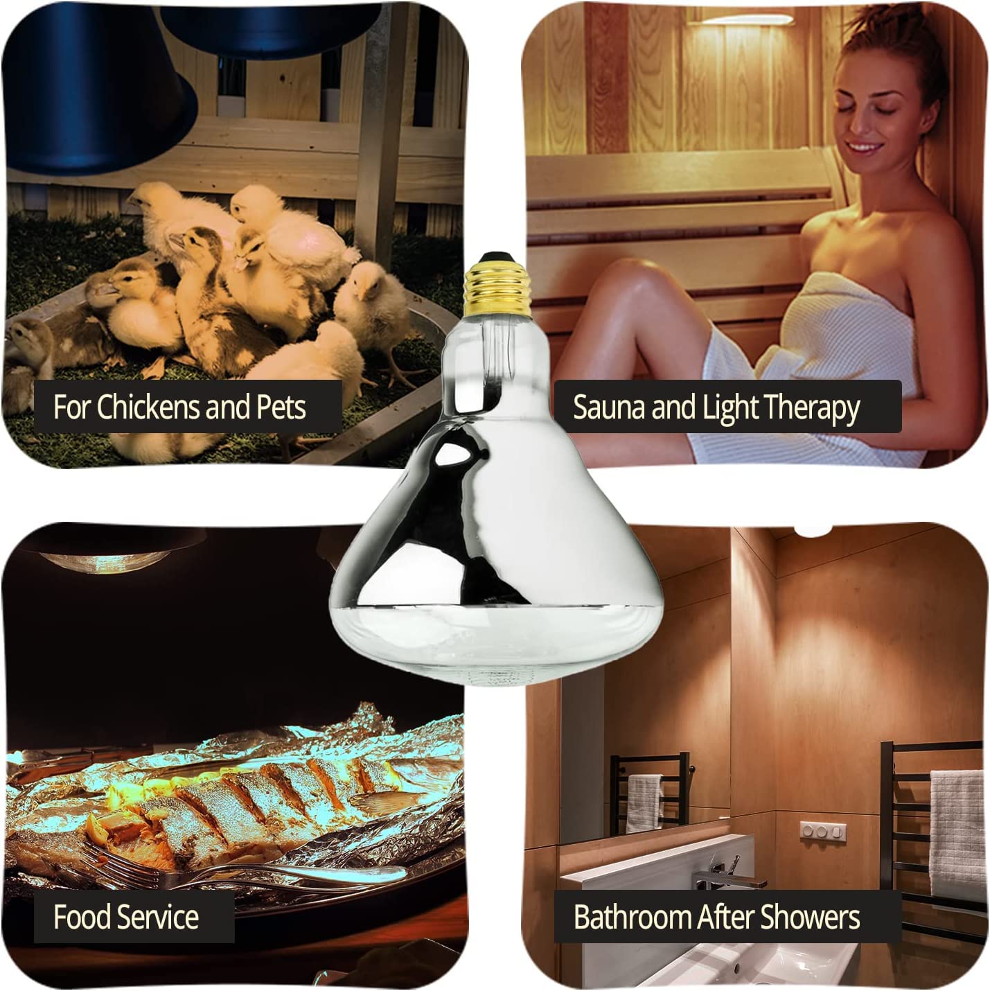 BULBMASTER R40 Infrared Heat Bulbs - 250W Incandescent, Medium E26 Base, 2 Pack