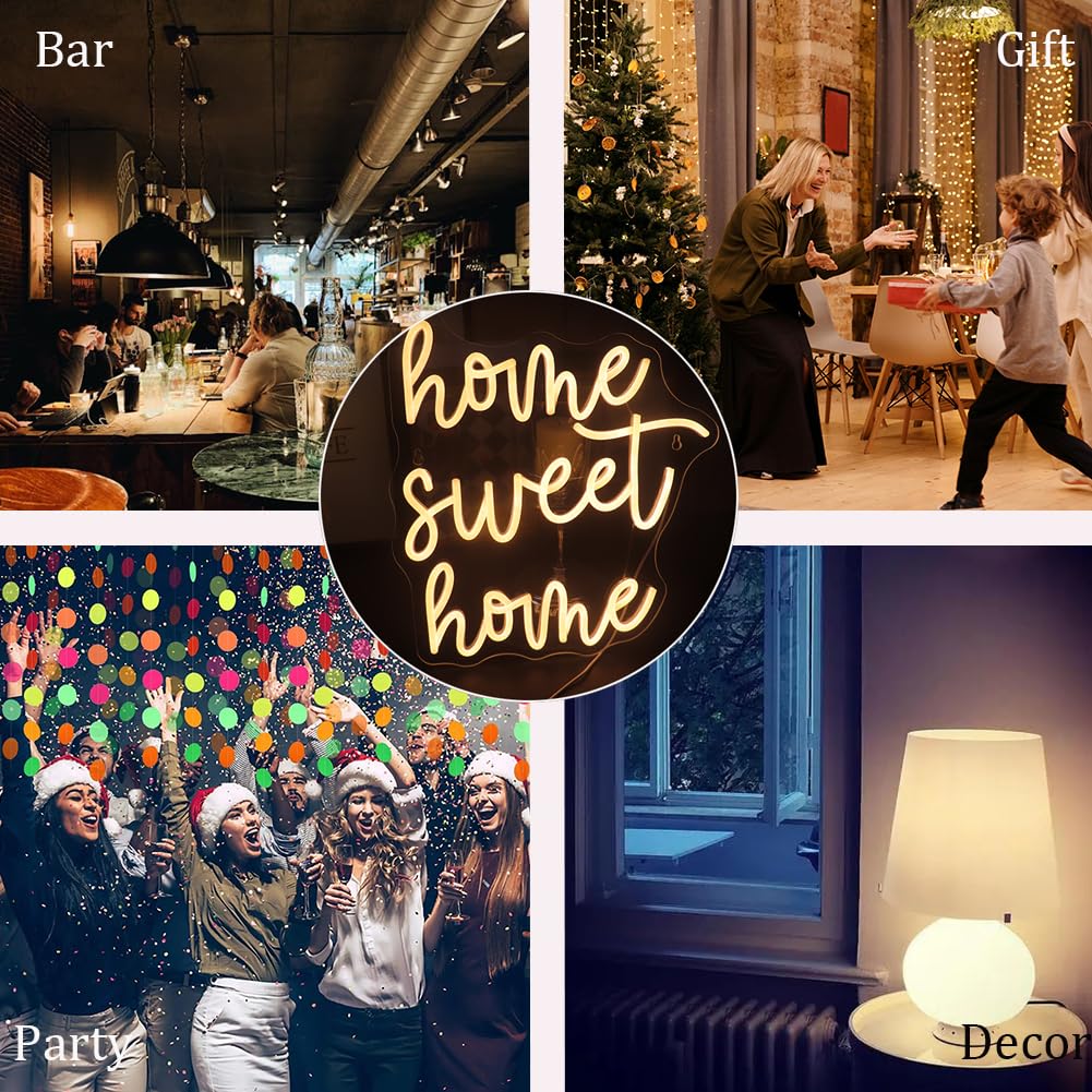 Home Sweet Home Neon Sign  Positive Quotes Decorative Neon Lights For Home Room Wall Decor Neon Light Sign  Christmas Birthday Gift Thanksgiving Gift(Warm White)