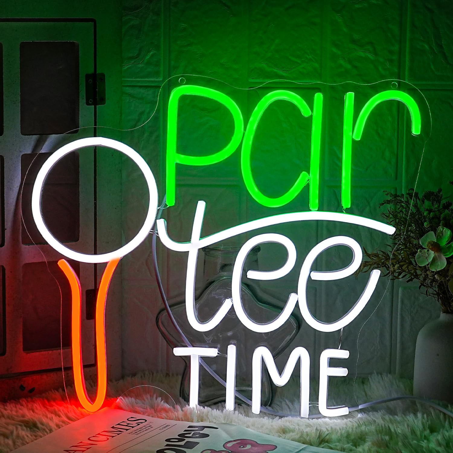 LMSIGNLY Golf Neon Sign - LED Wall Decor, Green & White, Plastic, Ideal for Golf Clubs and Sports Rooms