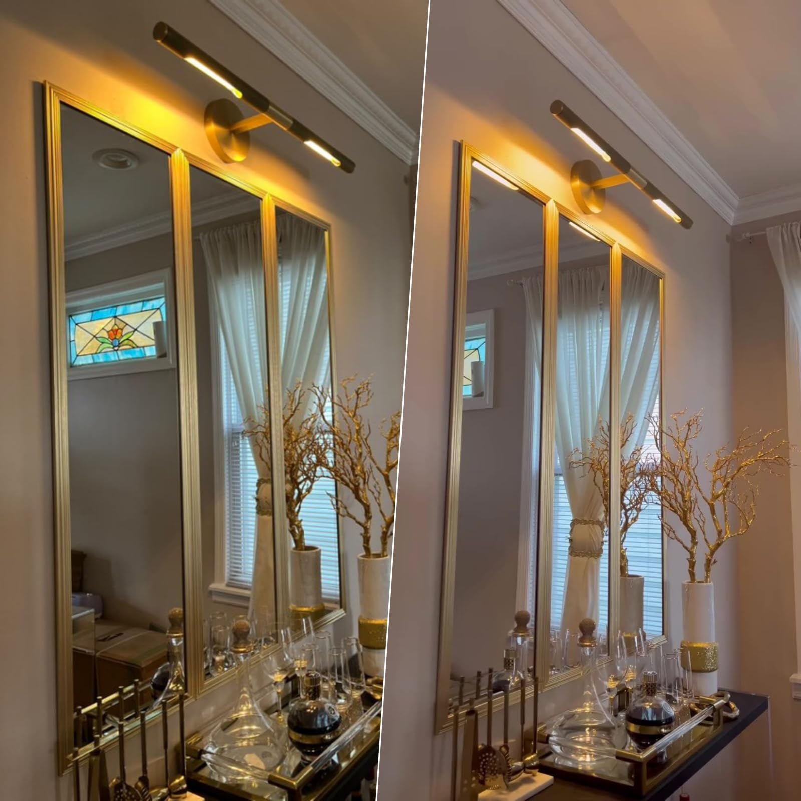 SKFWAITKW Hard-wired Knurled Picture Light, Dimmable 30in Brass Wall Sconce, E12 Bulbs Included, Model BL-sconce