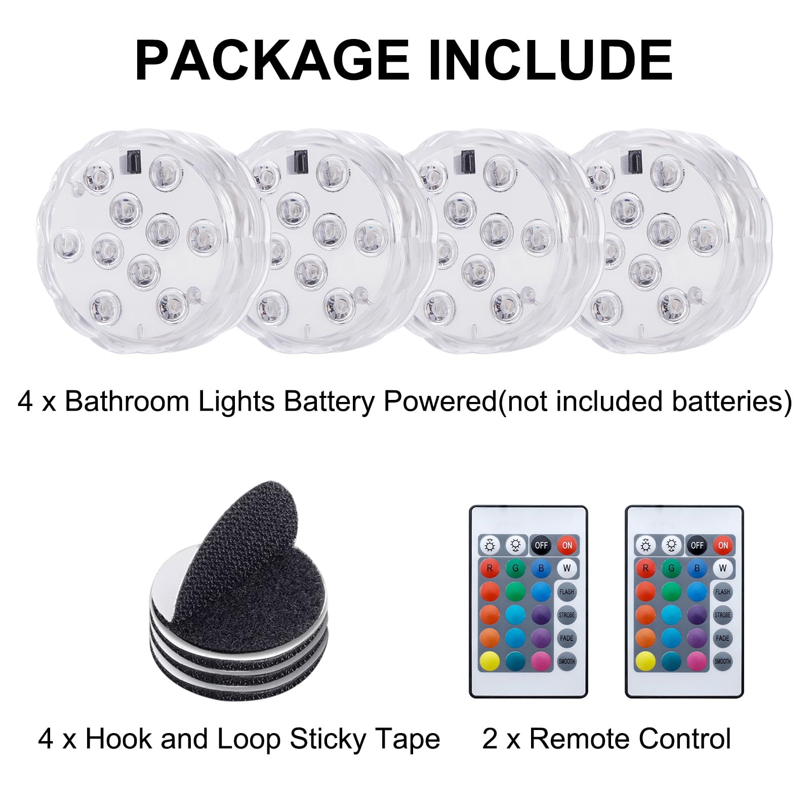 CCBASEBALL Wireless Bathroom Lights, Multicolor LED, Remote Control, Waterproof, Model Bathroom Lights-1
