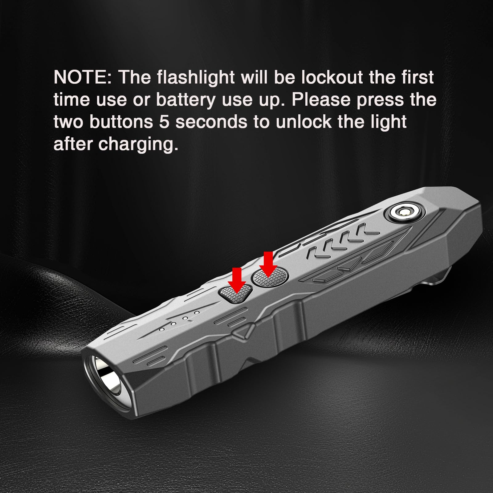 TOUGHSOUL EDC Flashlight and Green Laser Combo, 1000 Lumen, Rechargeable, Aluminum, Grey, Model TF-9063
