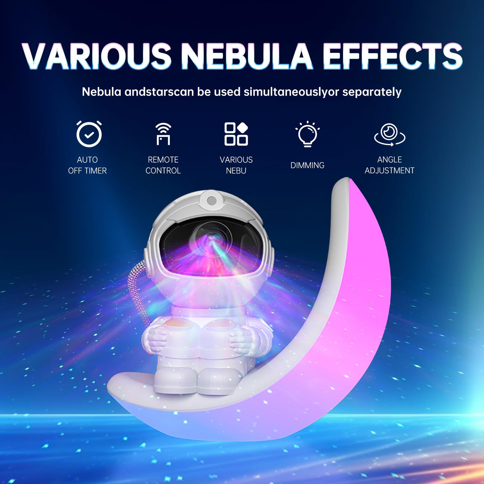 Moon Lamp Star Projector Galaxy Night Light,Astronaut Starry Nebula Ceiling Led Lamp With Timer And Remote, Gift For Kids Adults