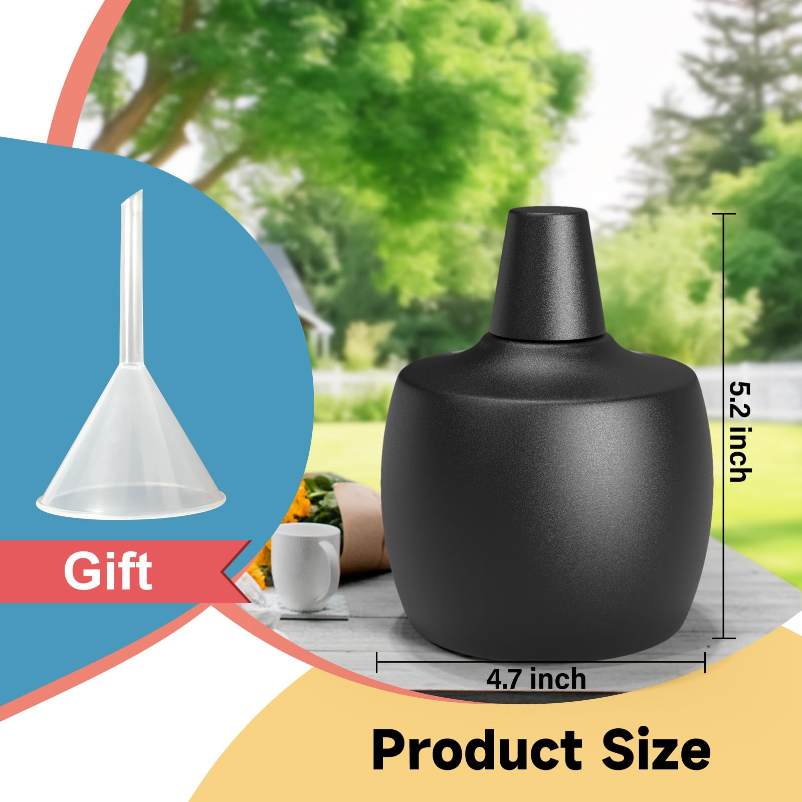 Falbawr 4-Pack Citronella Tabletop Torches, Metal Oil Burners For Outdoor, Yard & Patio