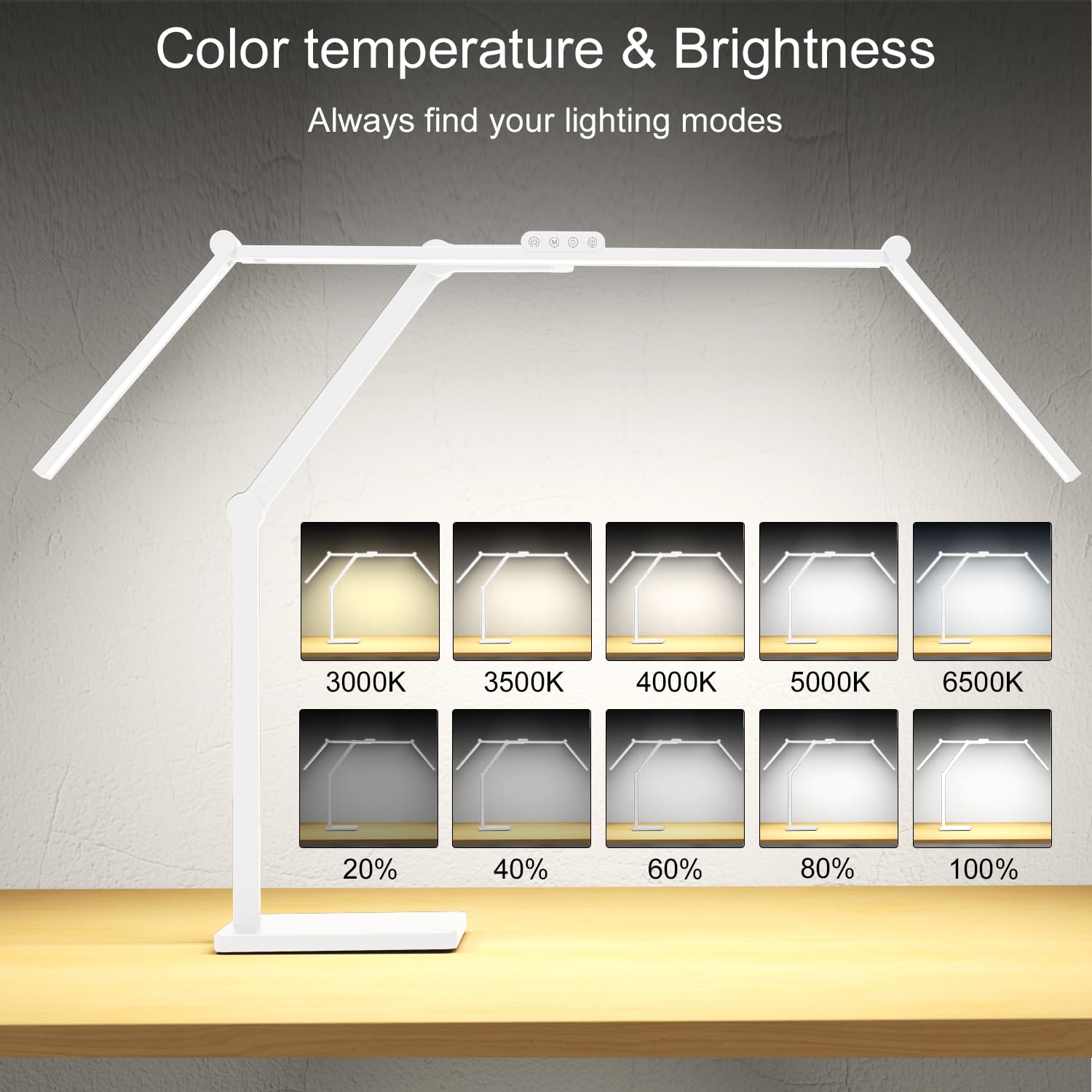 Omorepa Architect Desk Lamp, 36W, Dimmable, 3000 LM, 47.4 Inch, White, Model FDDL19