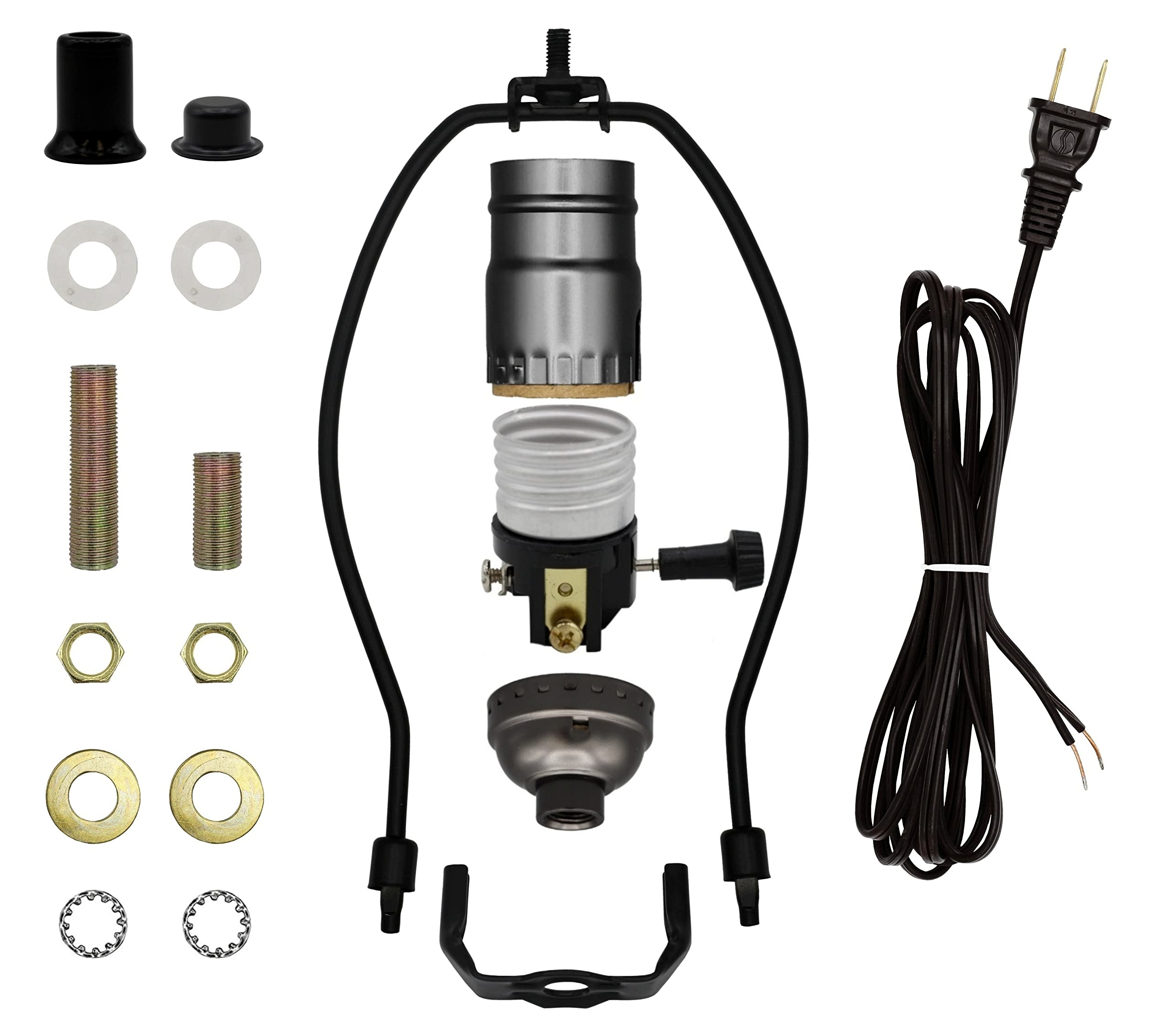 Creative Hobbies Floor Lamp Making Kit - Metal, 10 Inch Harp, 12 Foot Cord, Black, Model FLKIT