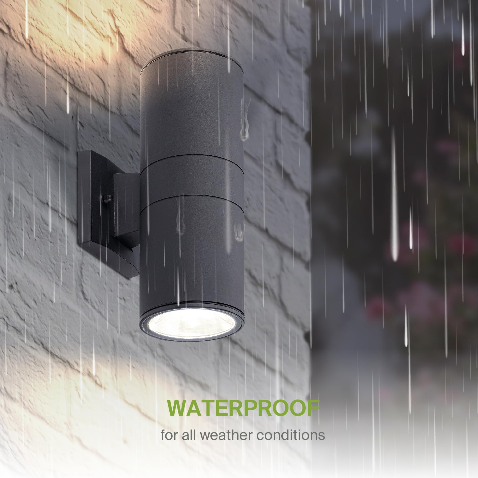 ASD 2 Light Outdoor Wall Light Fixture - Up & Down, Black, Durable Aluminum, ETL Certified, 120W E26 Socket, 2 Pack