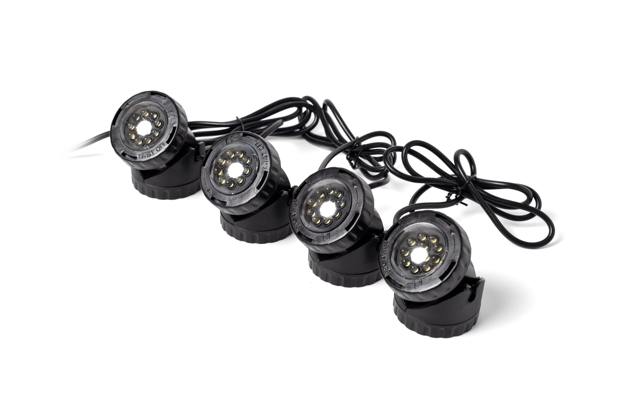Jebao 12-Led Submersible Lights For Water Gardens & Ponds, Set Of 4, Plastic