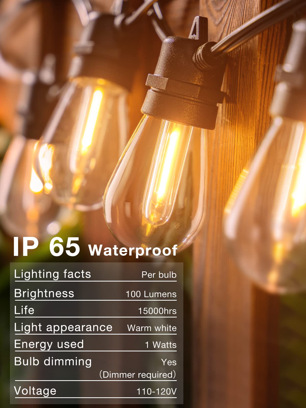 Addlon 48Ft(2Ft Space) Led Outdoor String Lights With 24 Edison Shatterproof Bulbs, Heavy-Duty And Weatherproof Strand, Commerci