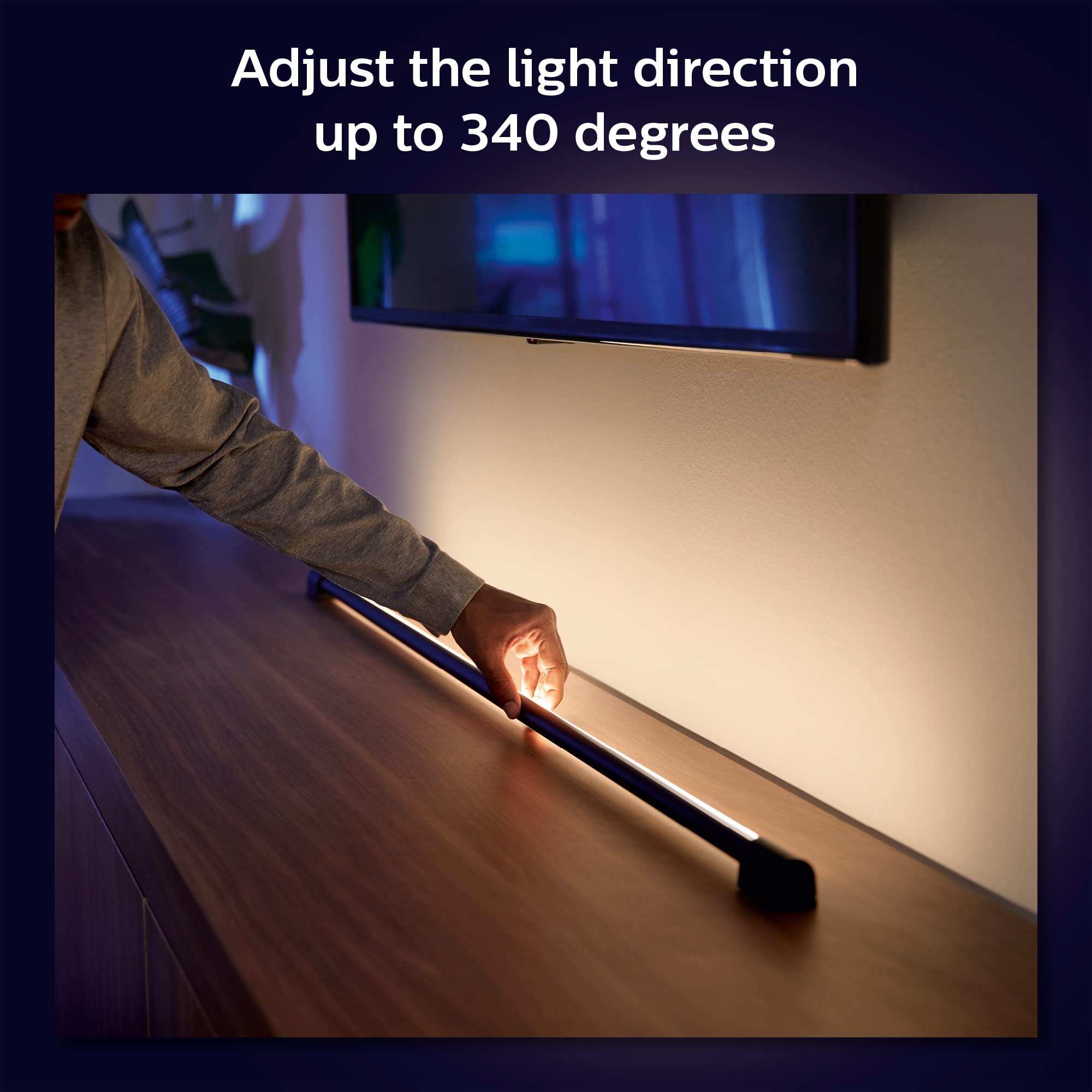 Philips Hue Compact Smart Light Tube, Black - White And Color Ambiance Led Color-Changing Light - 1 Pack - Sync With Tv, Music, And Gaming - Requires Bridge And Sync Box - Control With App Or Voice
